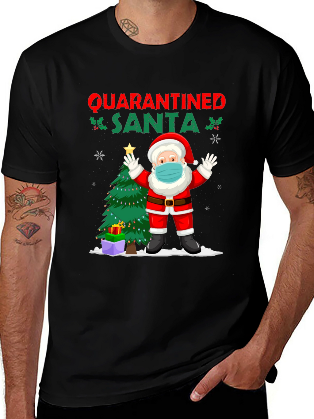 Quarantined Santa Graphic Tee - Christmas Holiday