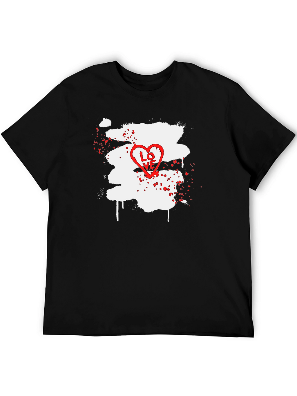 LOVE Heart Splatter Graphic Tee - Black