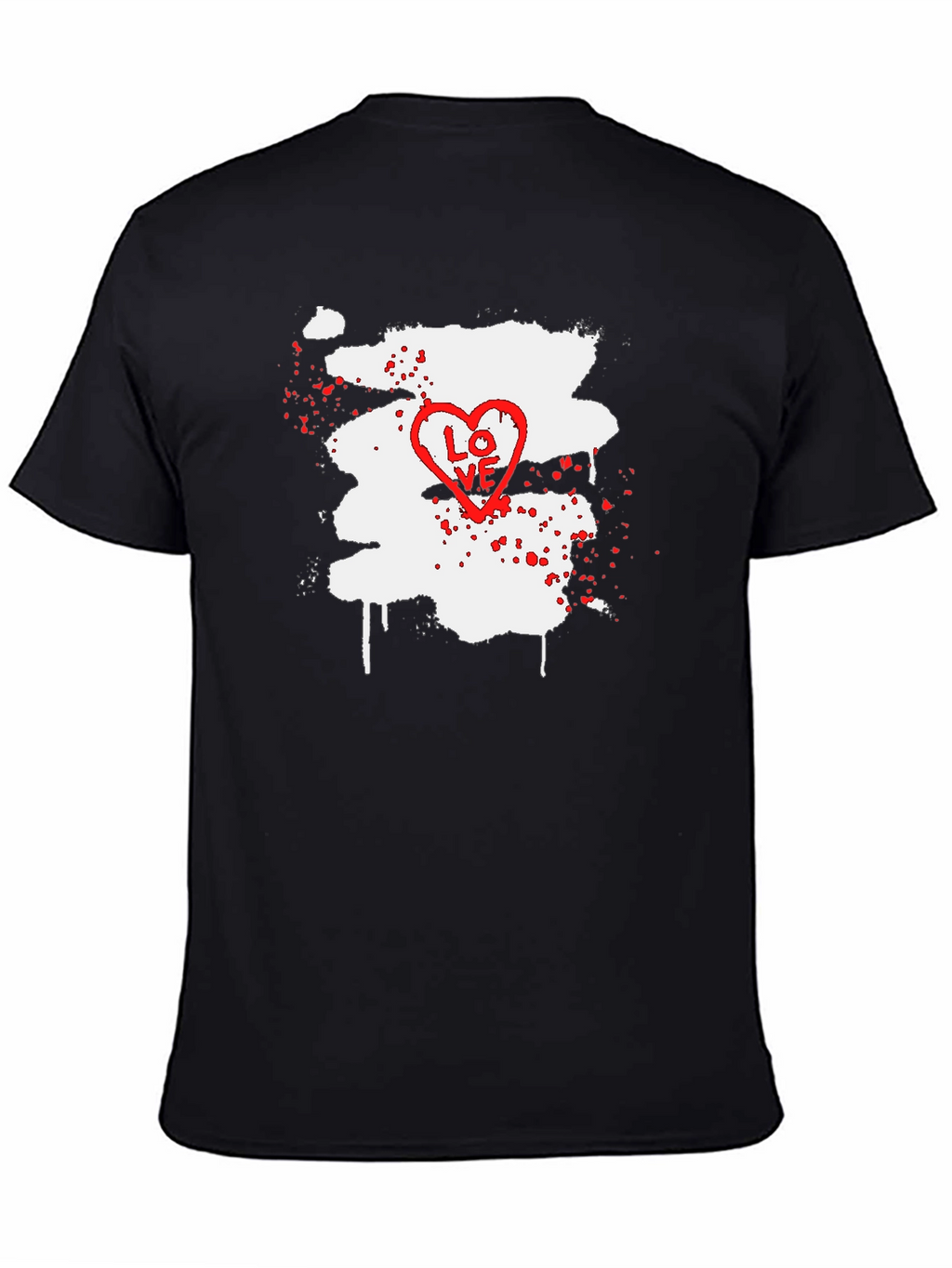LOVE Heart Splatter Graphic Tee - Black
