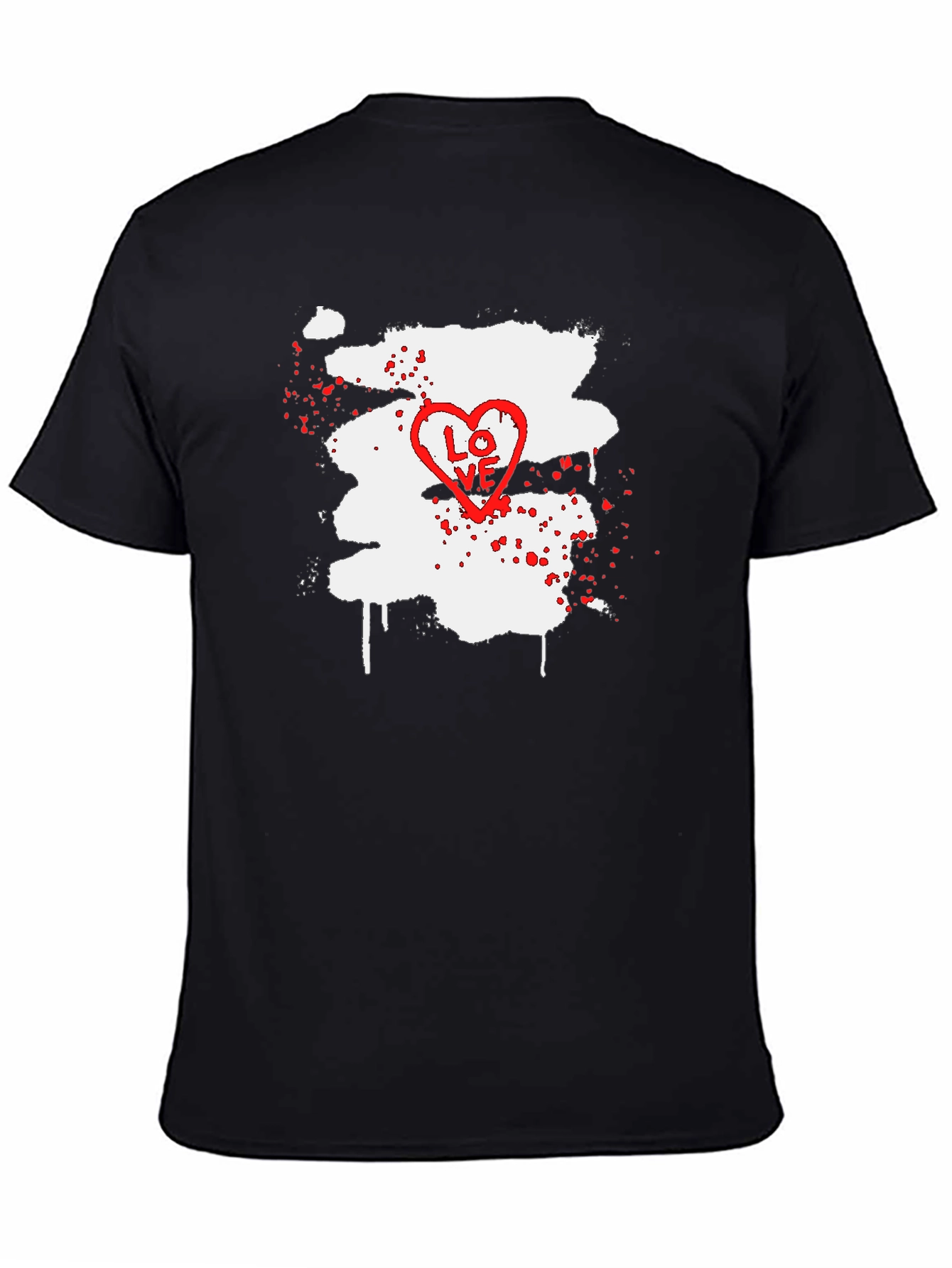 LOVE Heart Splatter Graphic Tee - Black
