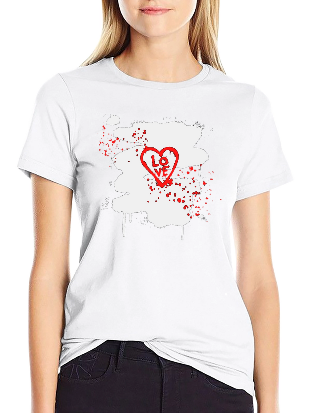 LOVE Heart Splatter Graphic Tee - Black