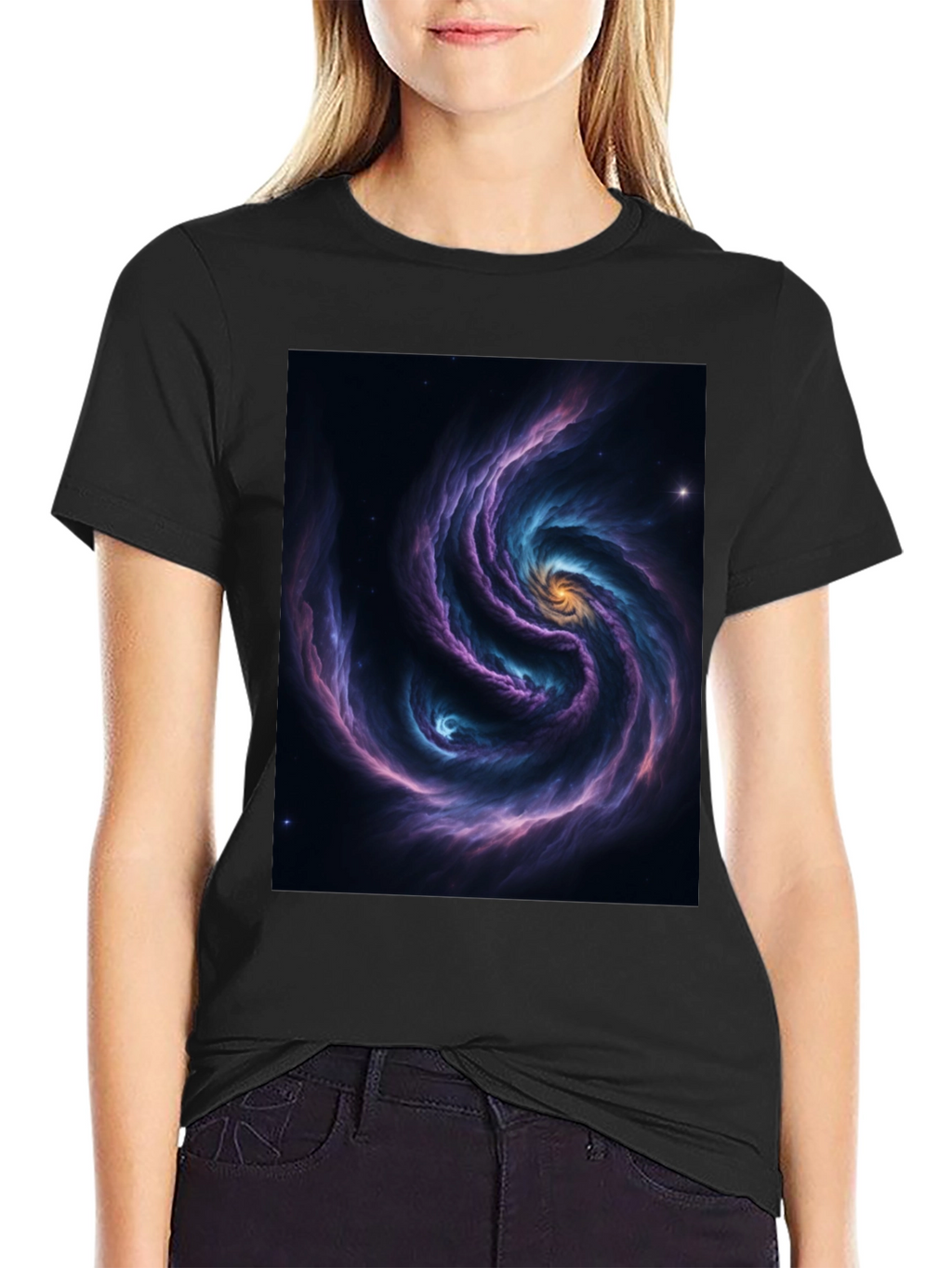 Nebula Swirl Graphic Black T-Shirt