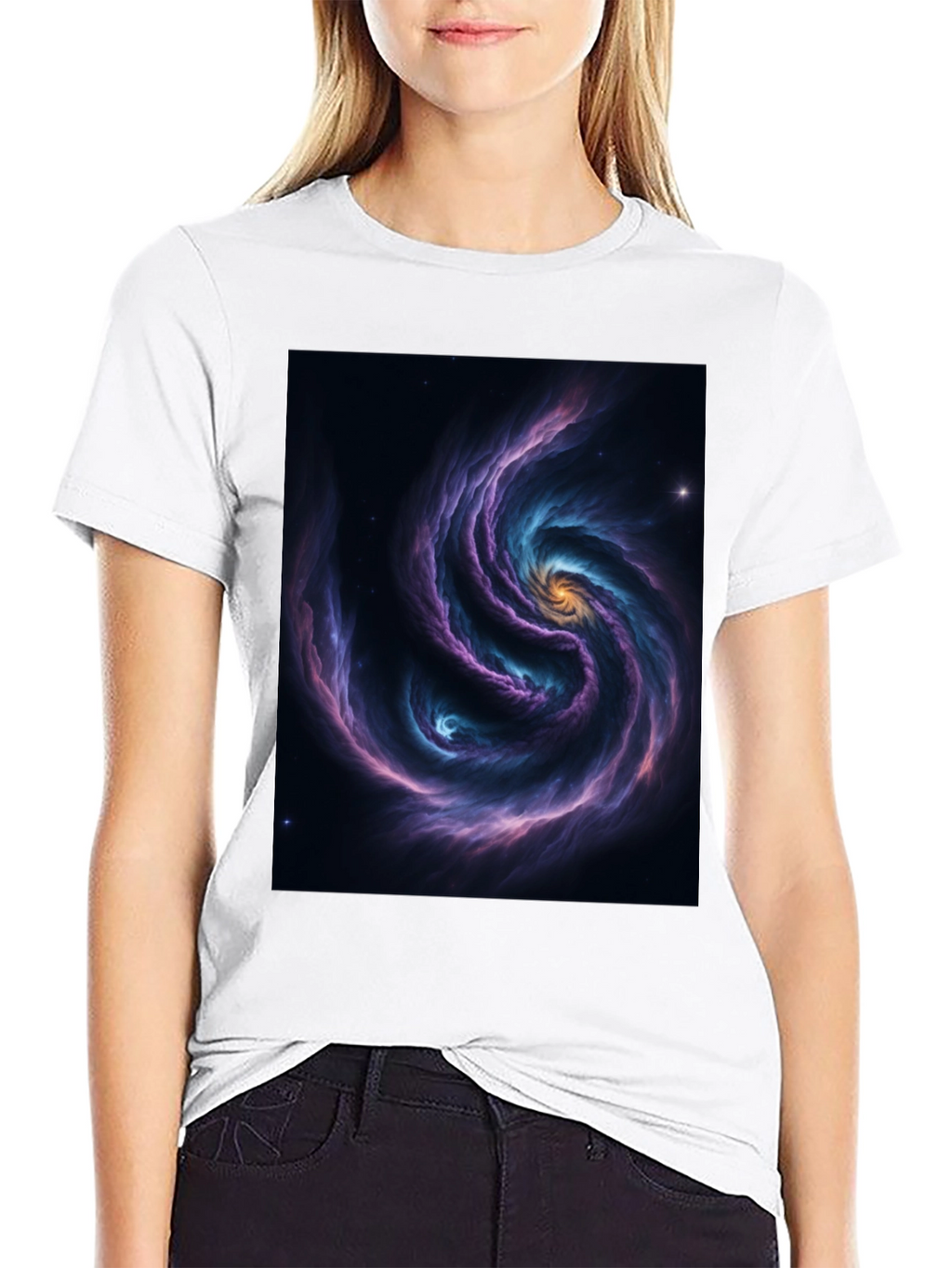 Nebula Swirl Graphic Black T-Shirt