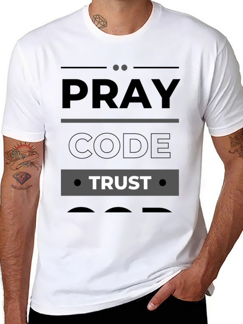 Pray Code Trust Graphic T-Shirt - Mens Black Tee