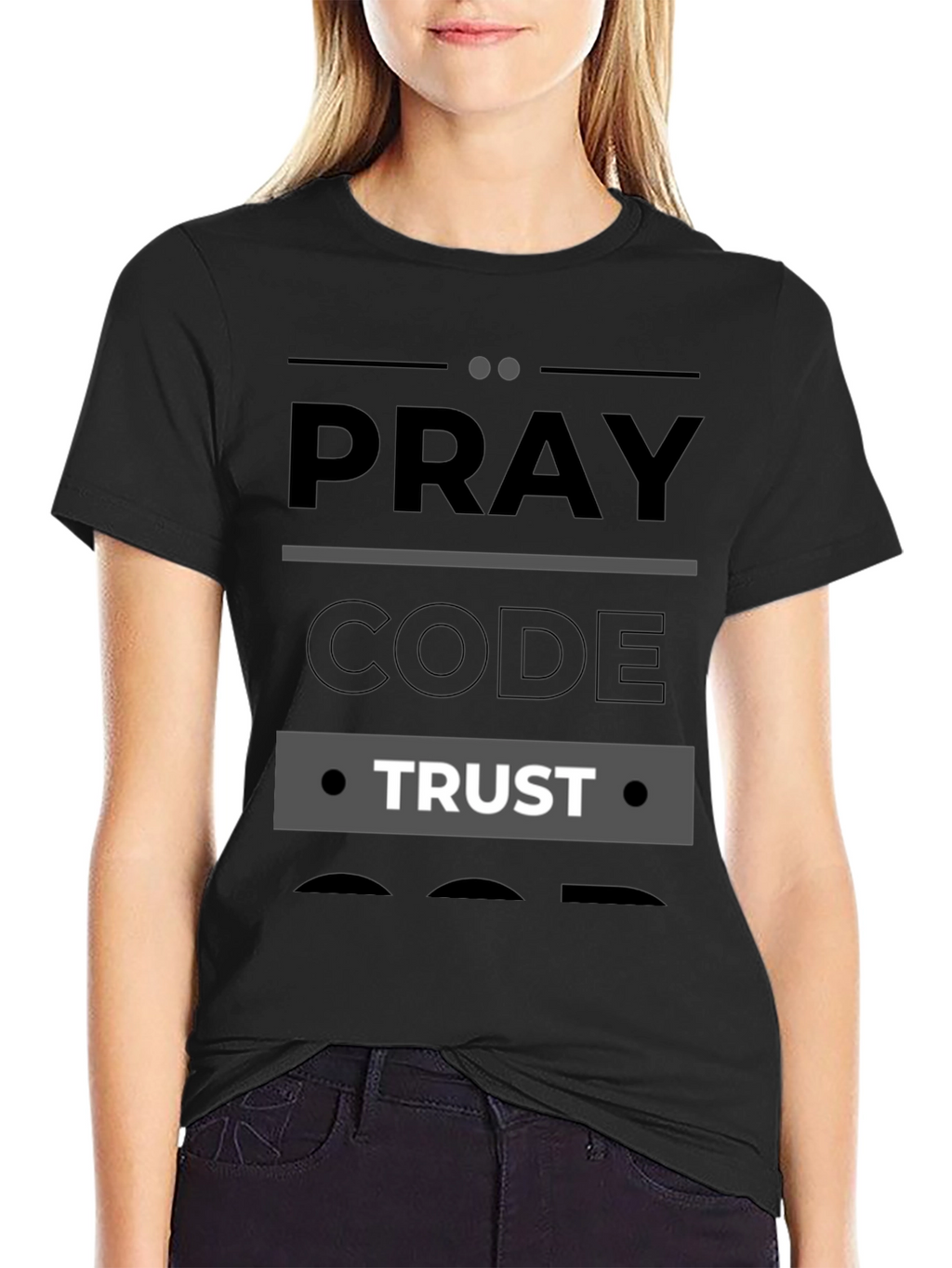 Pray Code Trust Graphic T-Shirt - Mens Black Tee