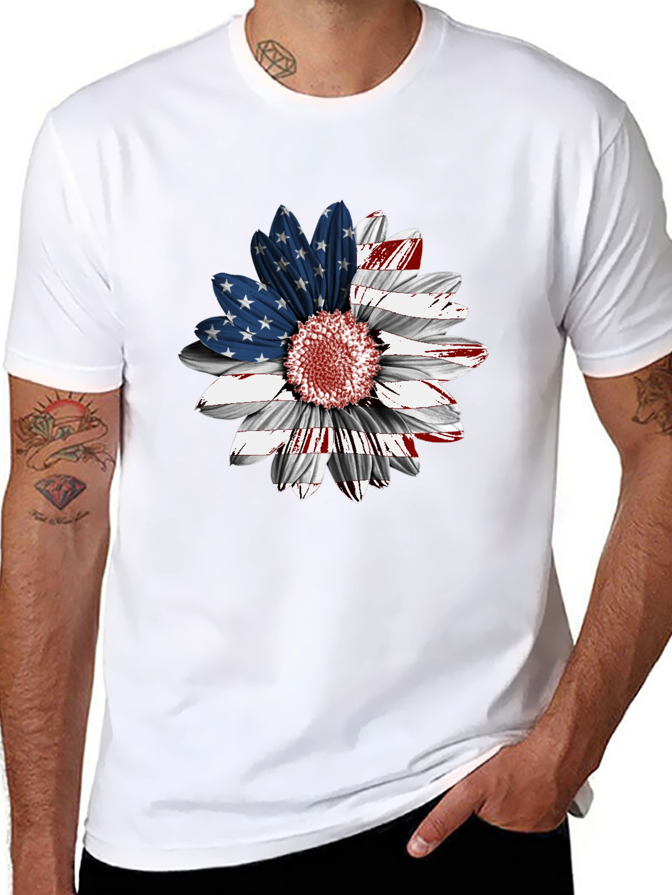 American Flag Sunflower Graphic Tee