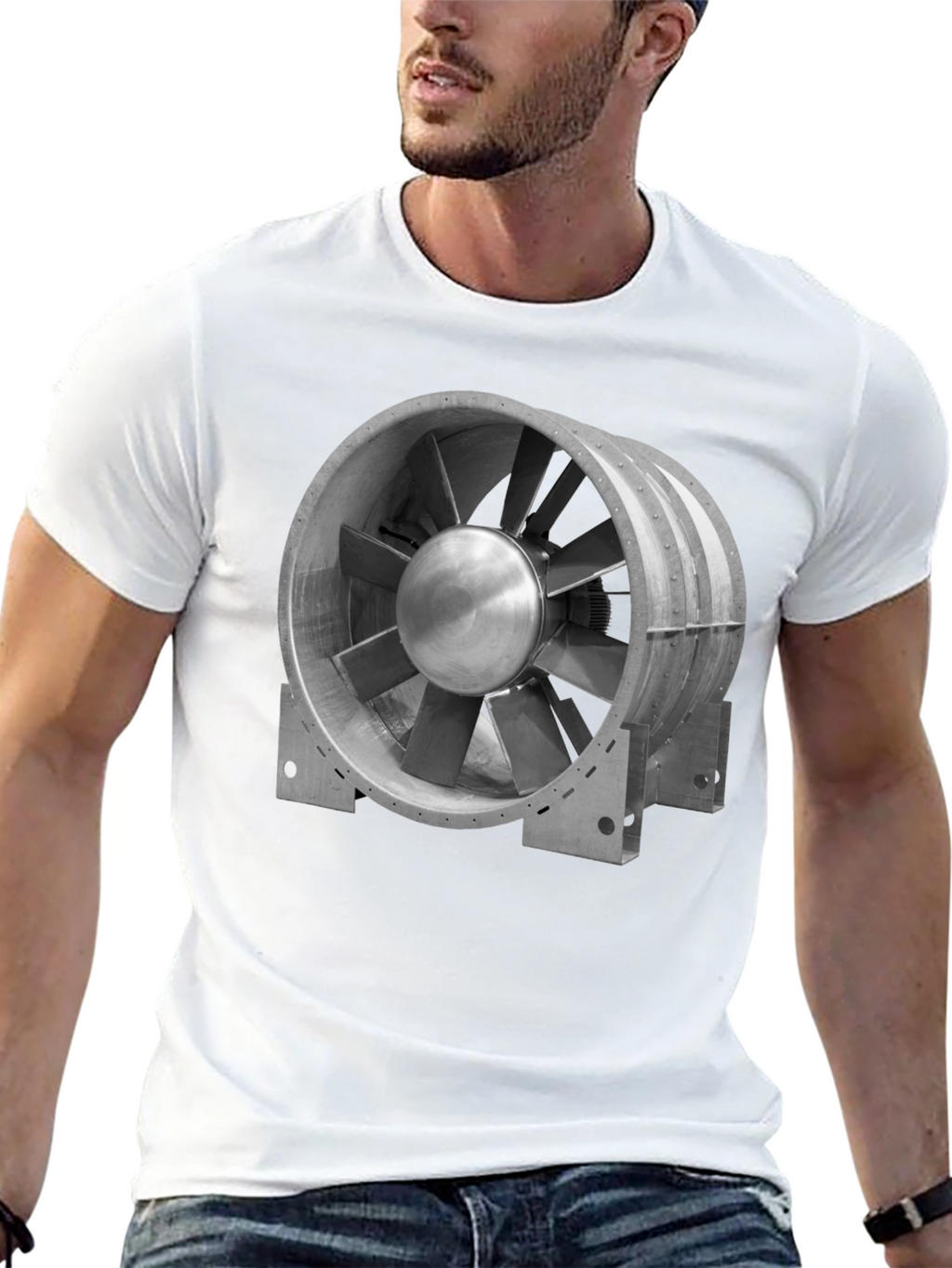 Industrial Fan Graphic Tee - Modern Unisex T-Shirt