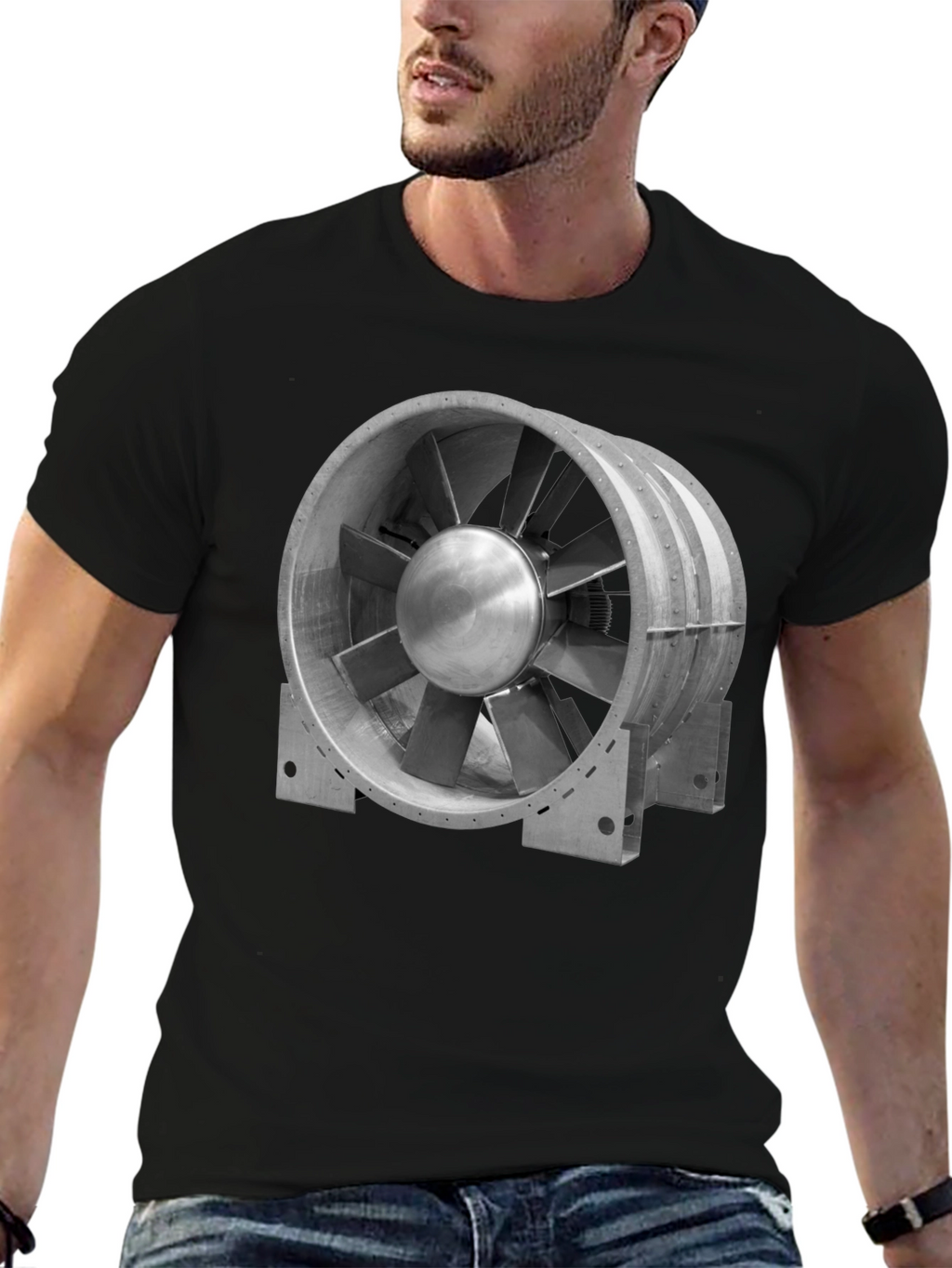 Industrial Fan Graphic Tee - Modern Unisex T-Shirt
