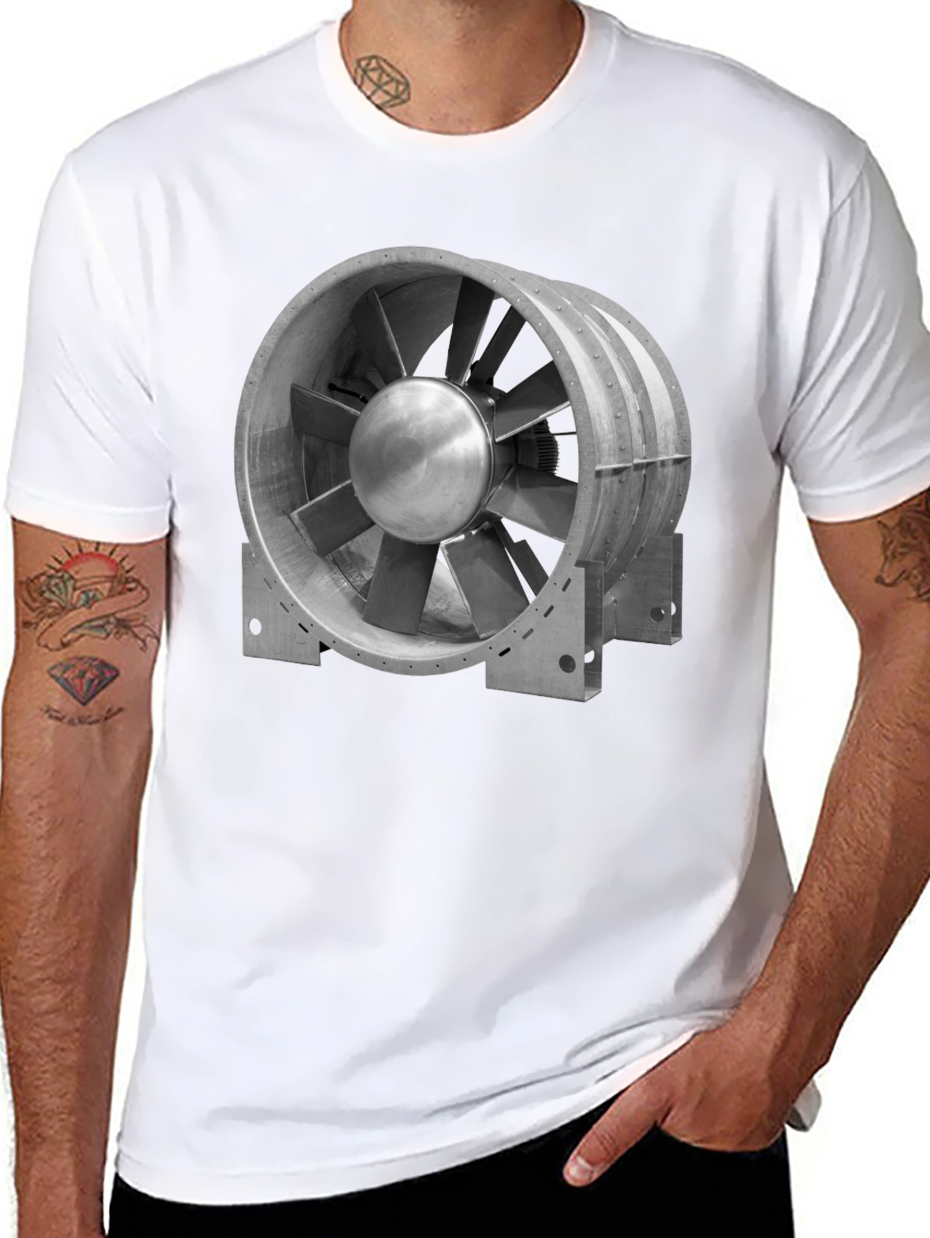 Industrial Fan Graphic Tee - Modern Unisex T-Shirt