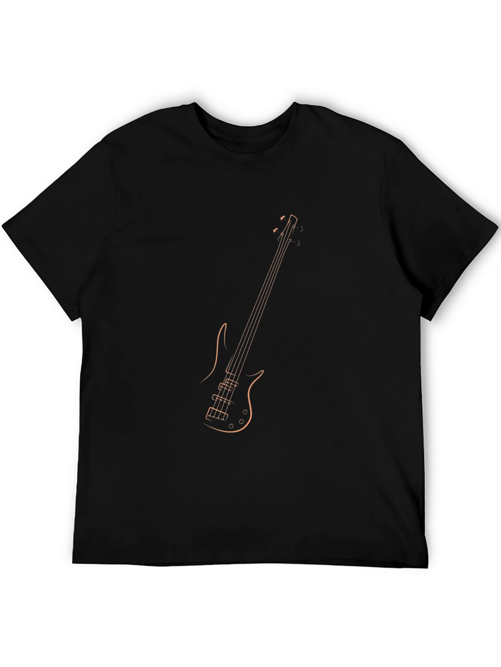 Bass Guitar Outline Graphic Tee - Black
