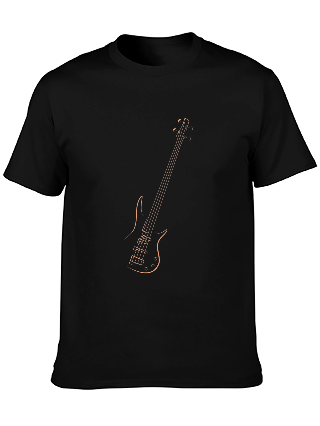 Bass Guitar Outline Graphic Tee - Black