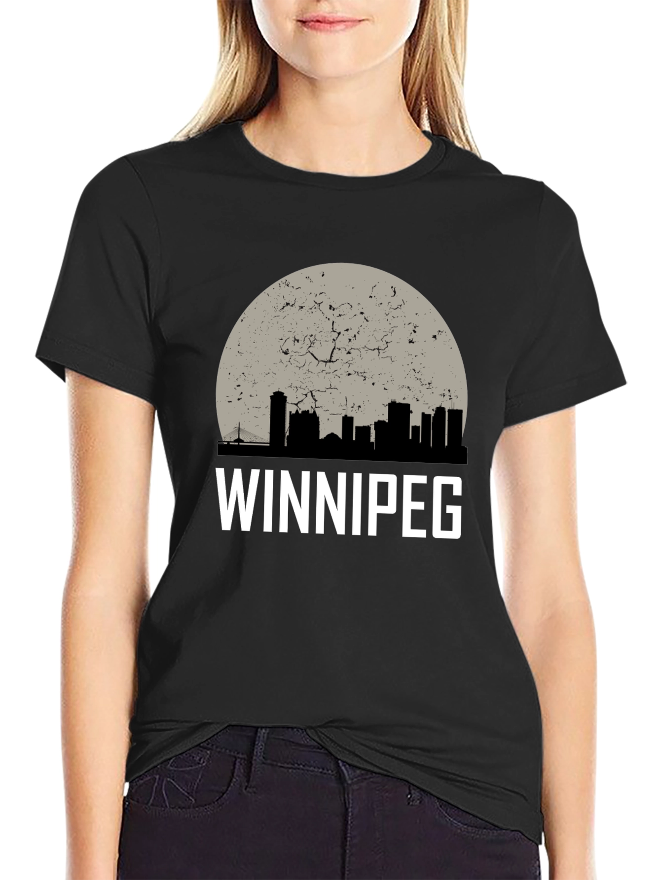 Winnipeg Skyline Graphic T-Shirt - Black