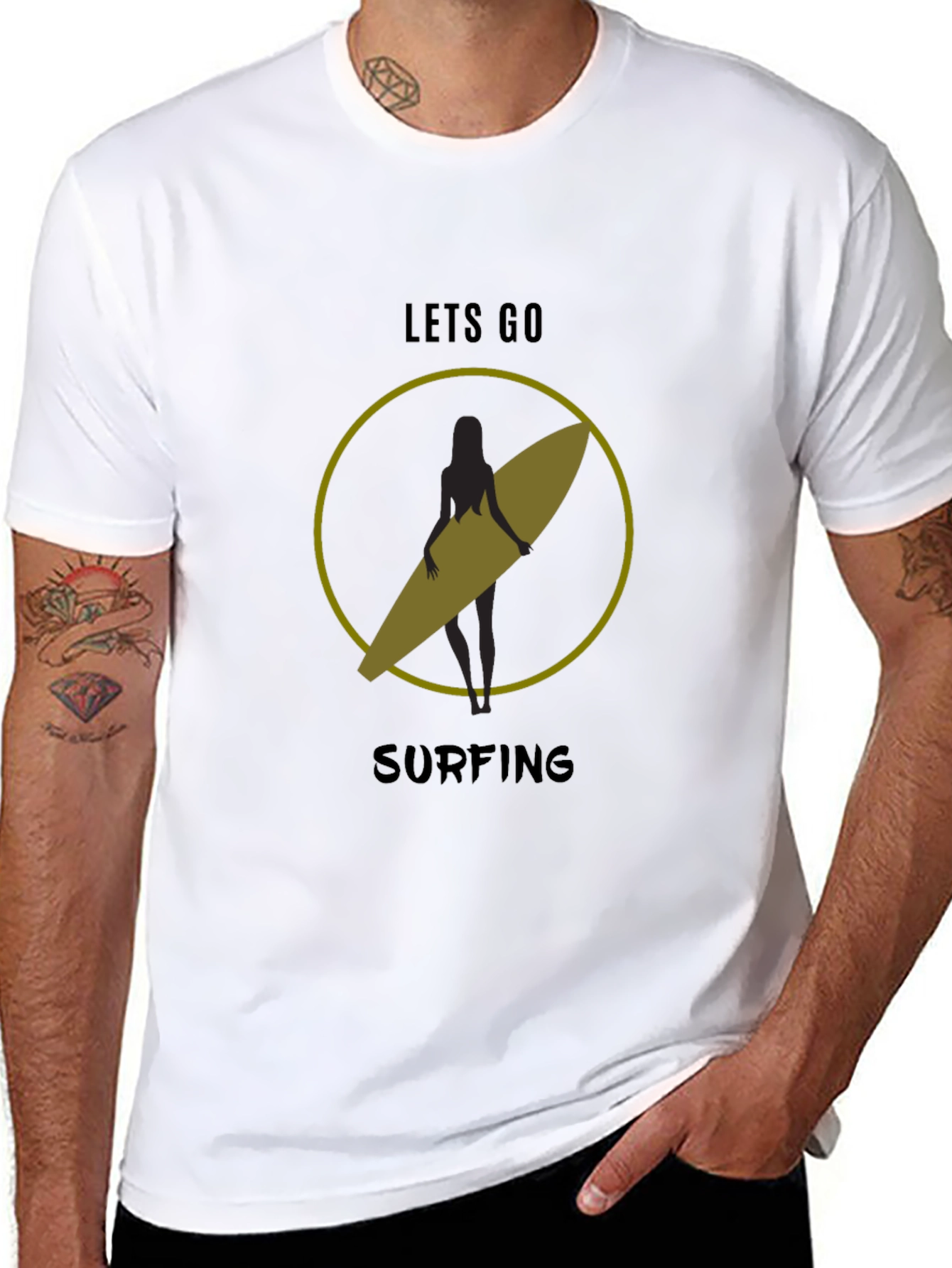 Lets Go Surfing T-Shirt - Black Graphic Tee