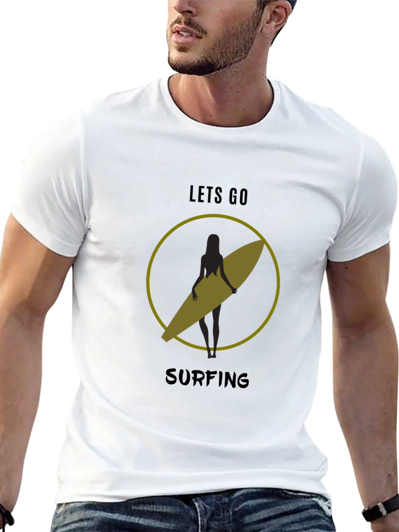 Lets Go Surfing T-Shirt - Black Graphic Tee