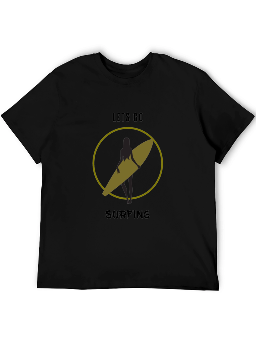 Lets Go Surfing T-Shirt - Black Graphic Tee