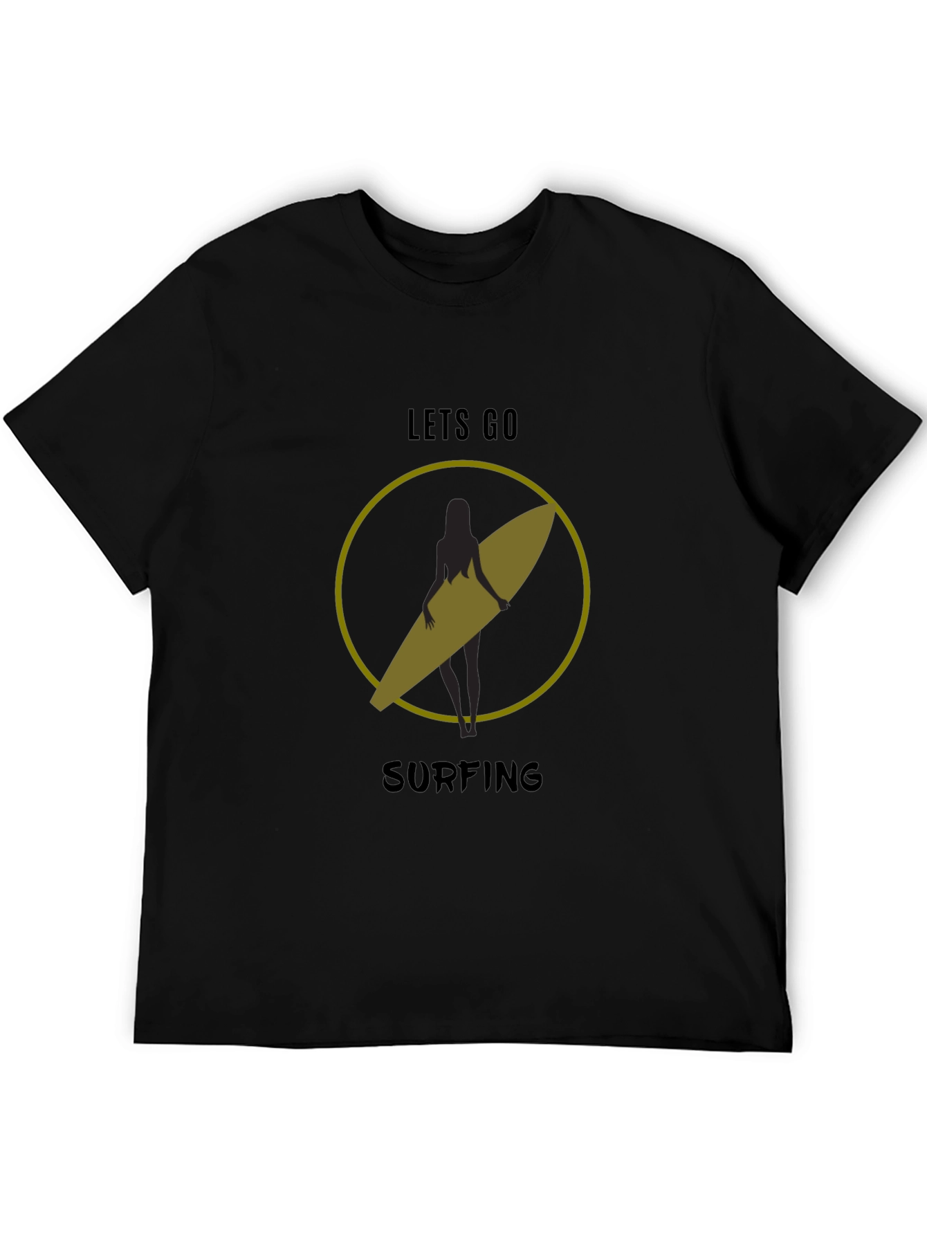 Lets Go Surfing T-Shirt - Black Graphic Tee