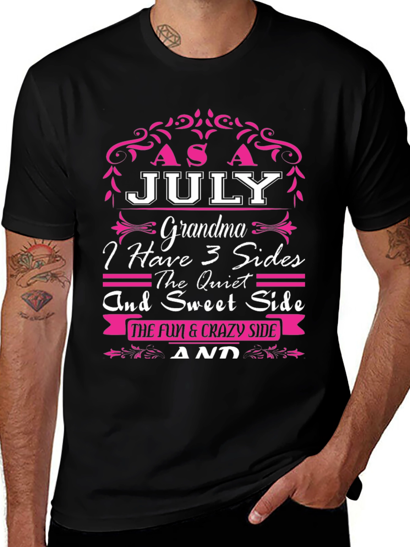 July Grandma 3 Sides T-Shirt