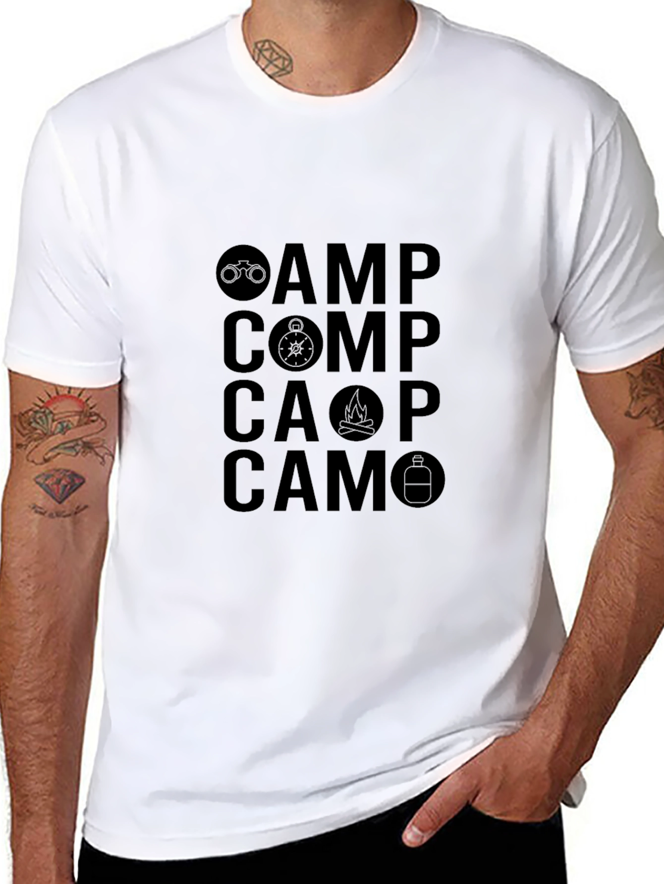 Camo Camp Outdoor Graphic T-Shirt
