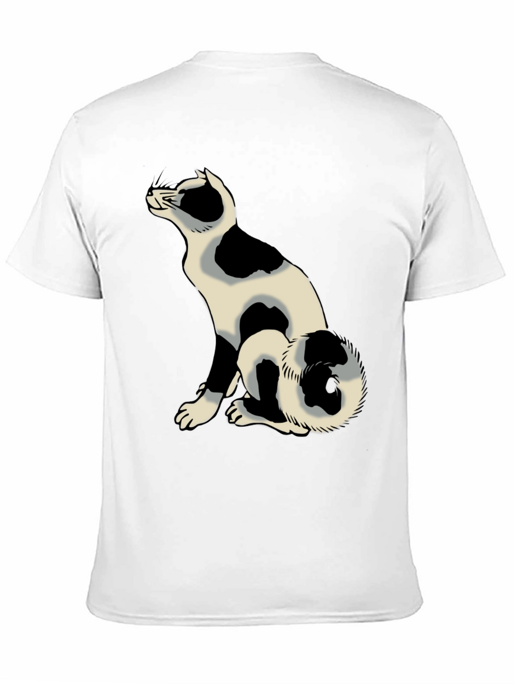 Black Tee with Spotted Cat Design
