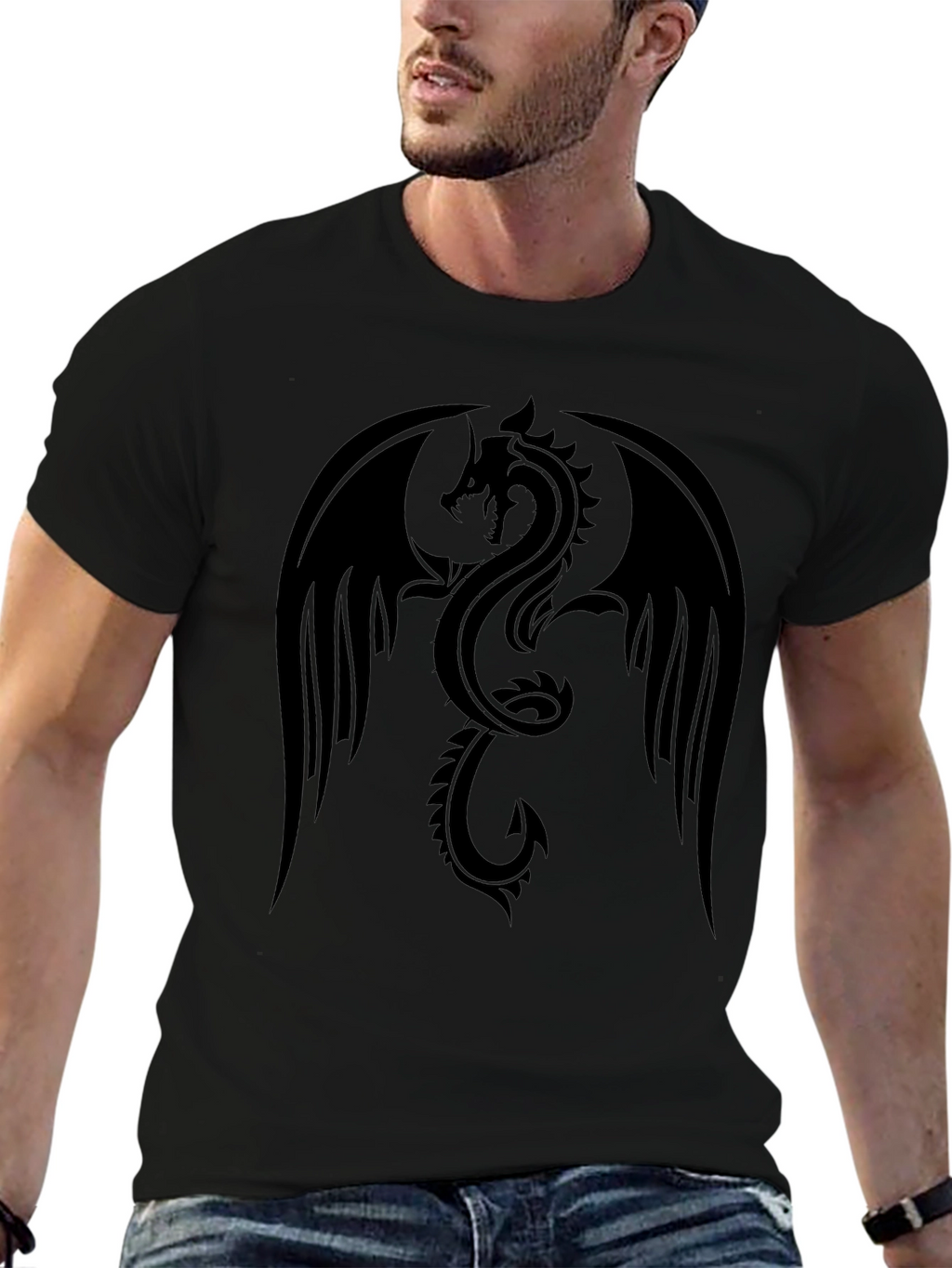 Mens Black Dragon Graphic T-Shirt