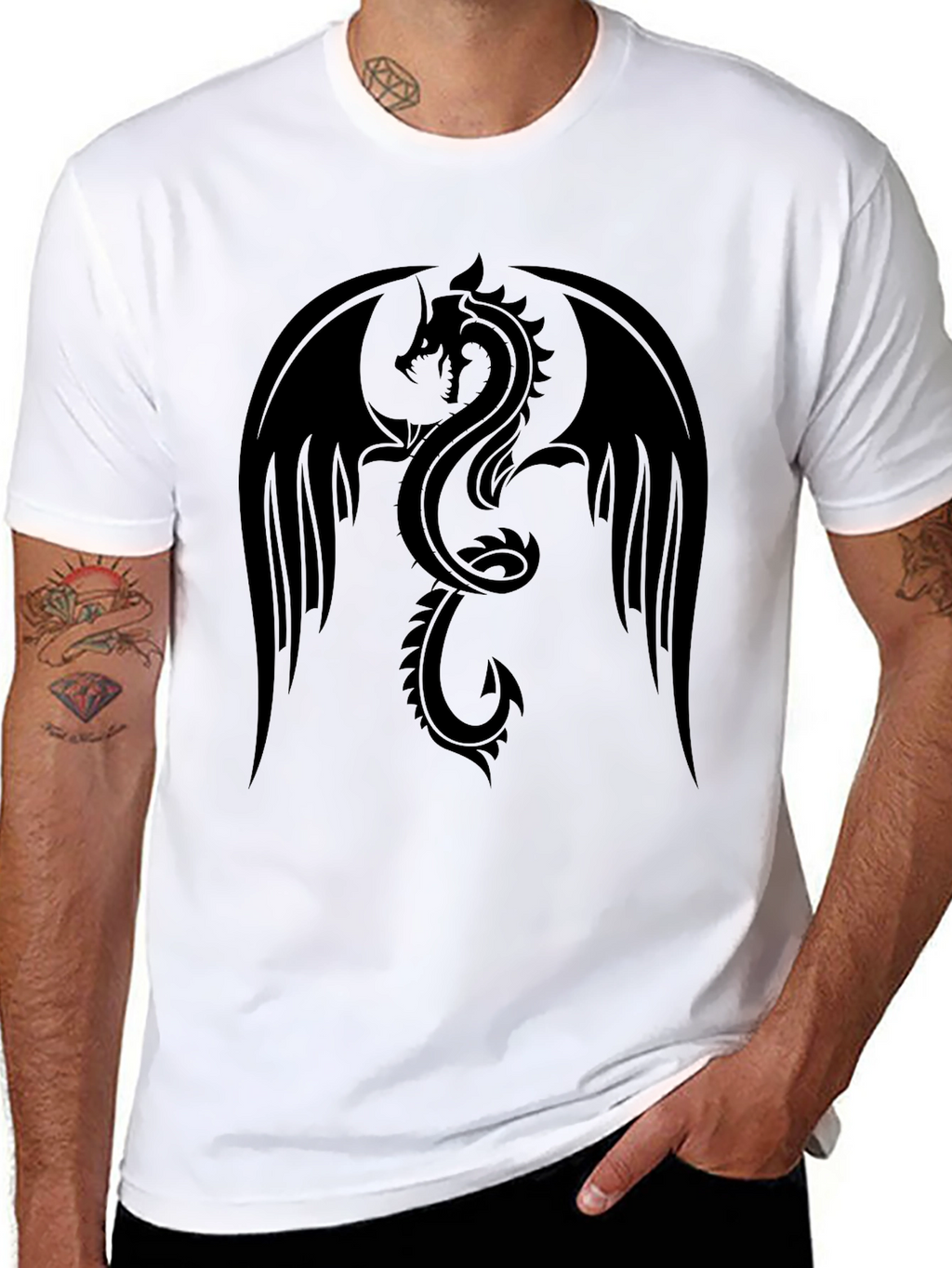 Mens Black Dragon Graphic T-Shirt