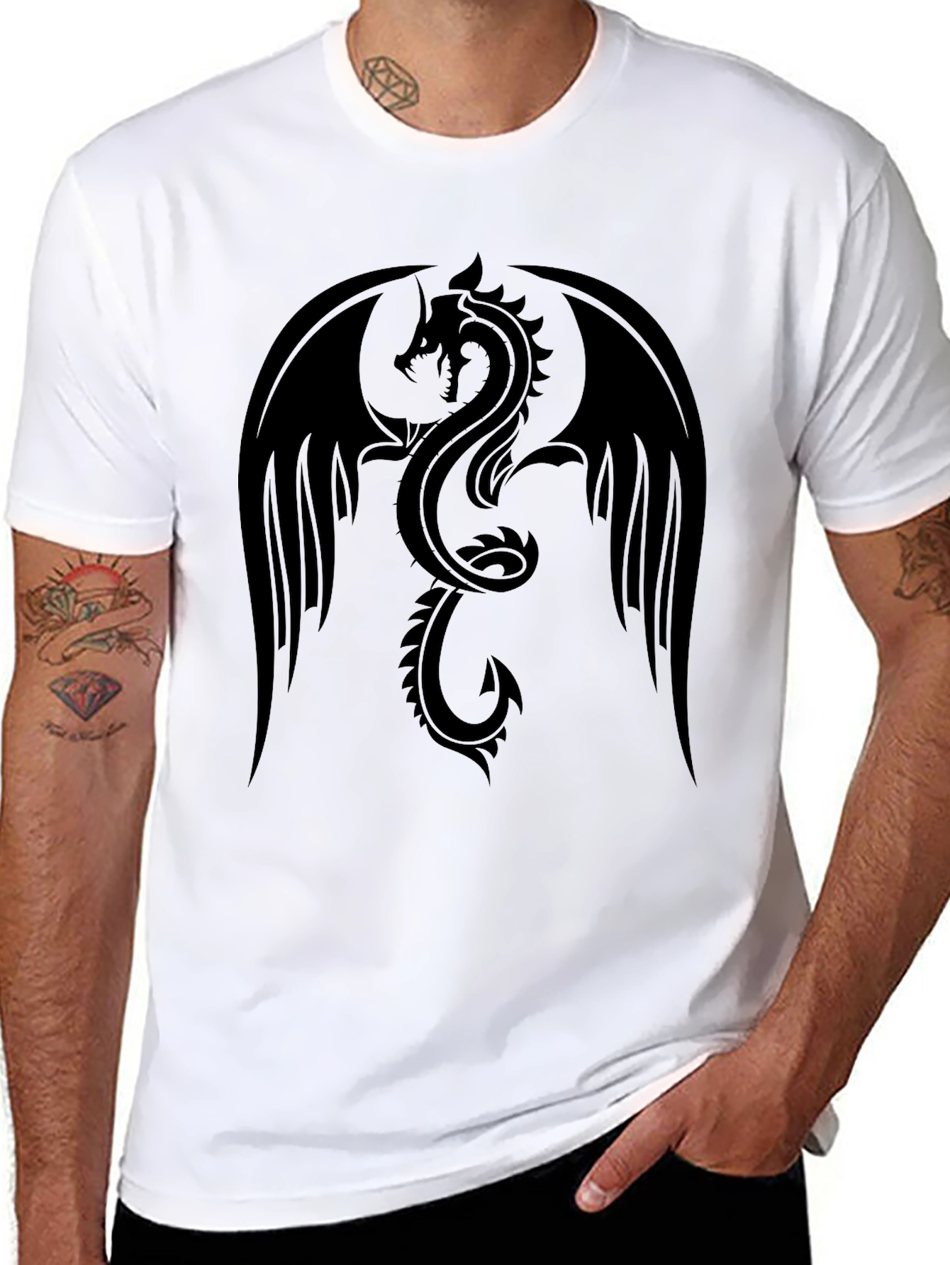 Mens Black Dragon Graphic T-Shirt
