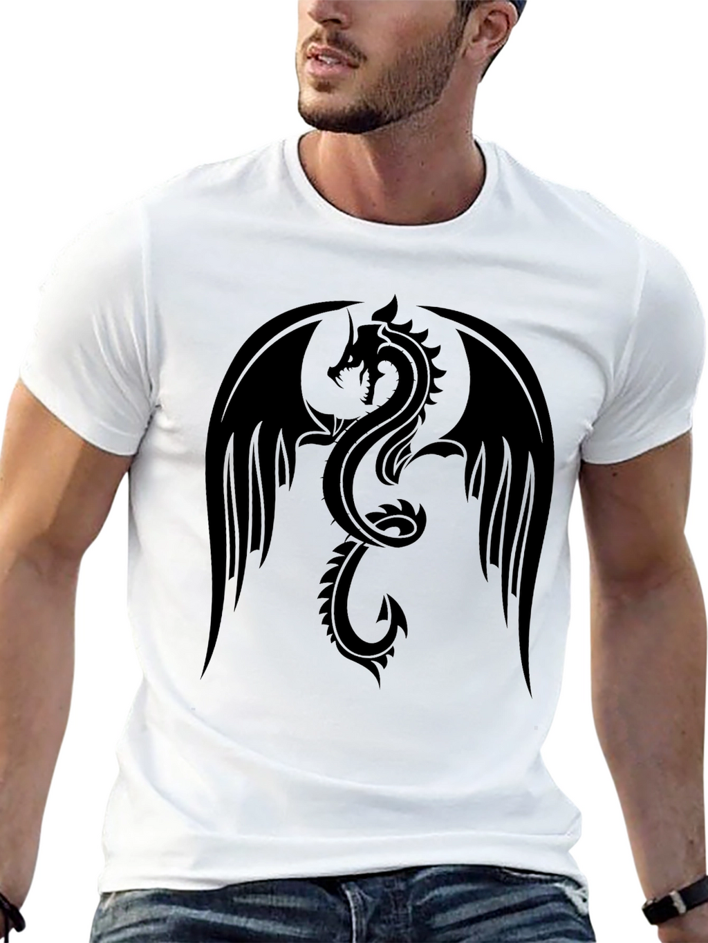 Mens Black Dragon Graphic T-Shirt