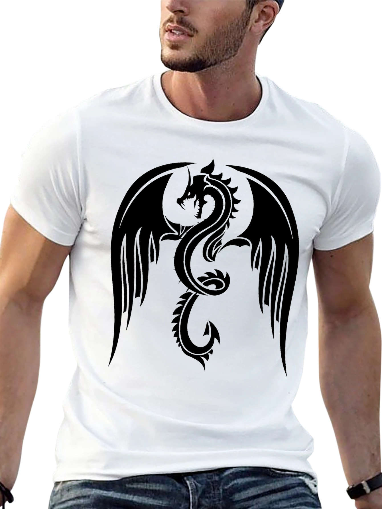 Mens Black Dragon Graphic T-Shirt