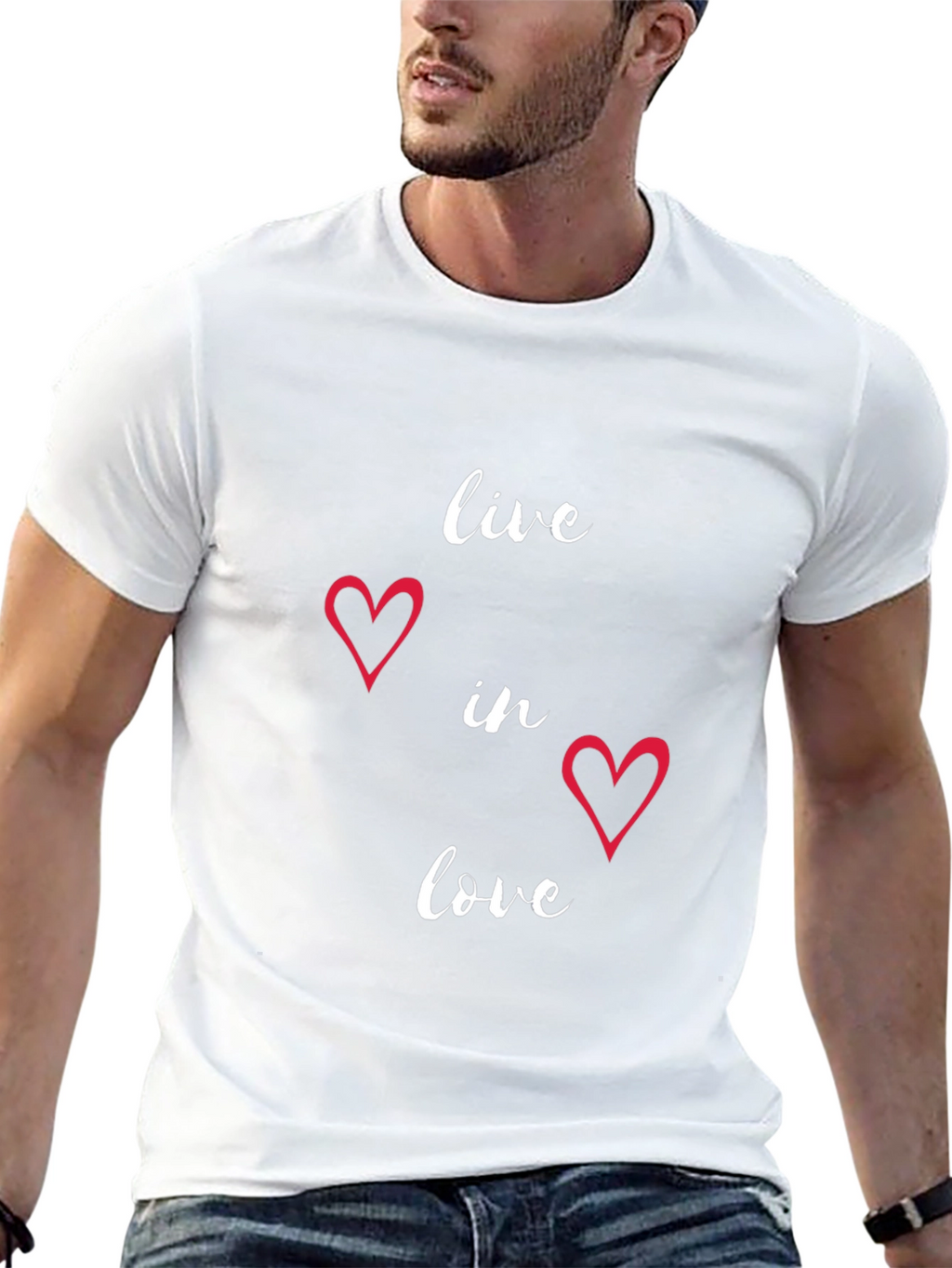 Live in Love Heart Graphic Tee - Black