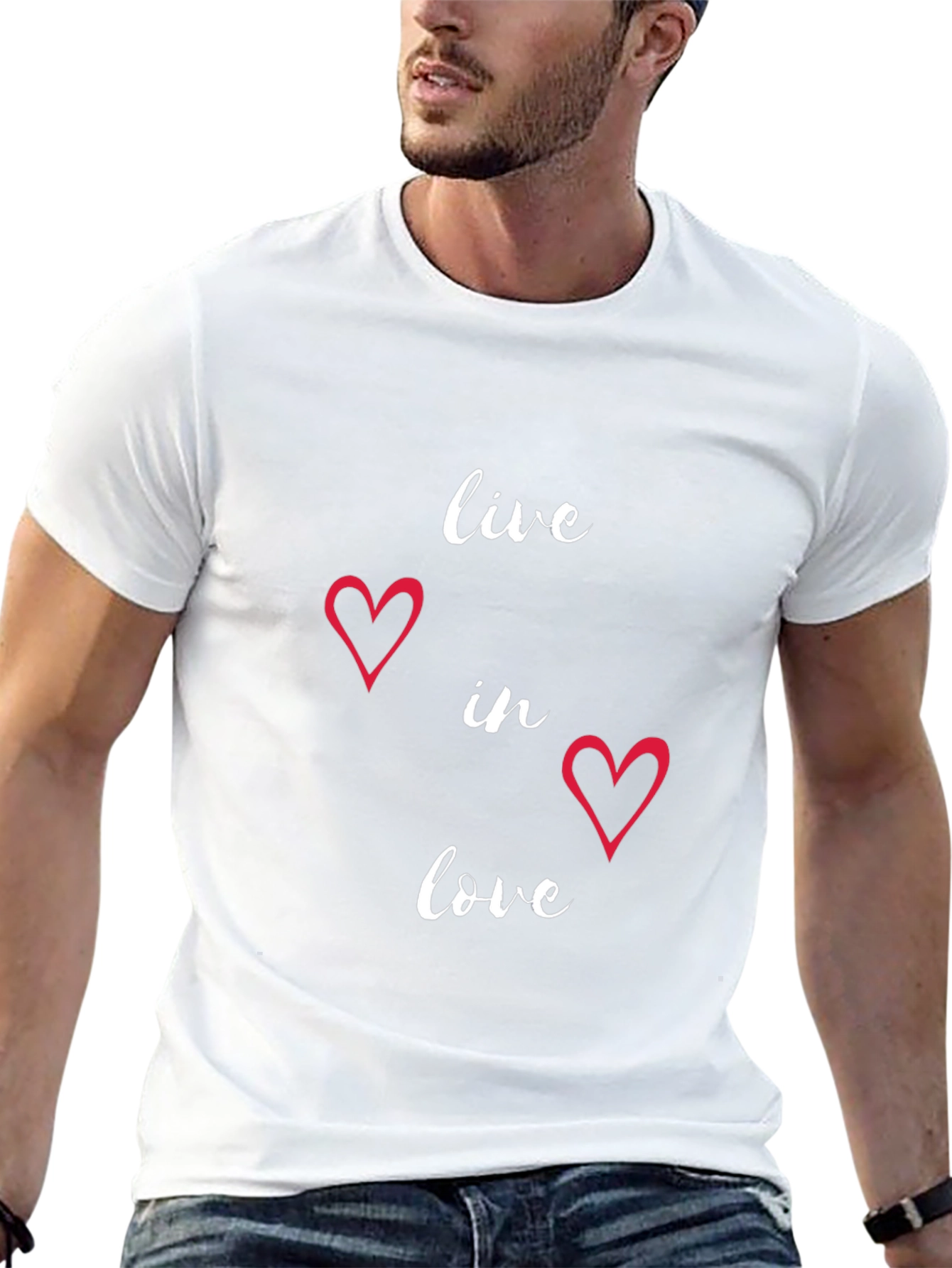 Live in Love Heart Graphic Tee - Black
