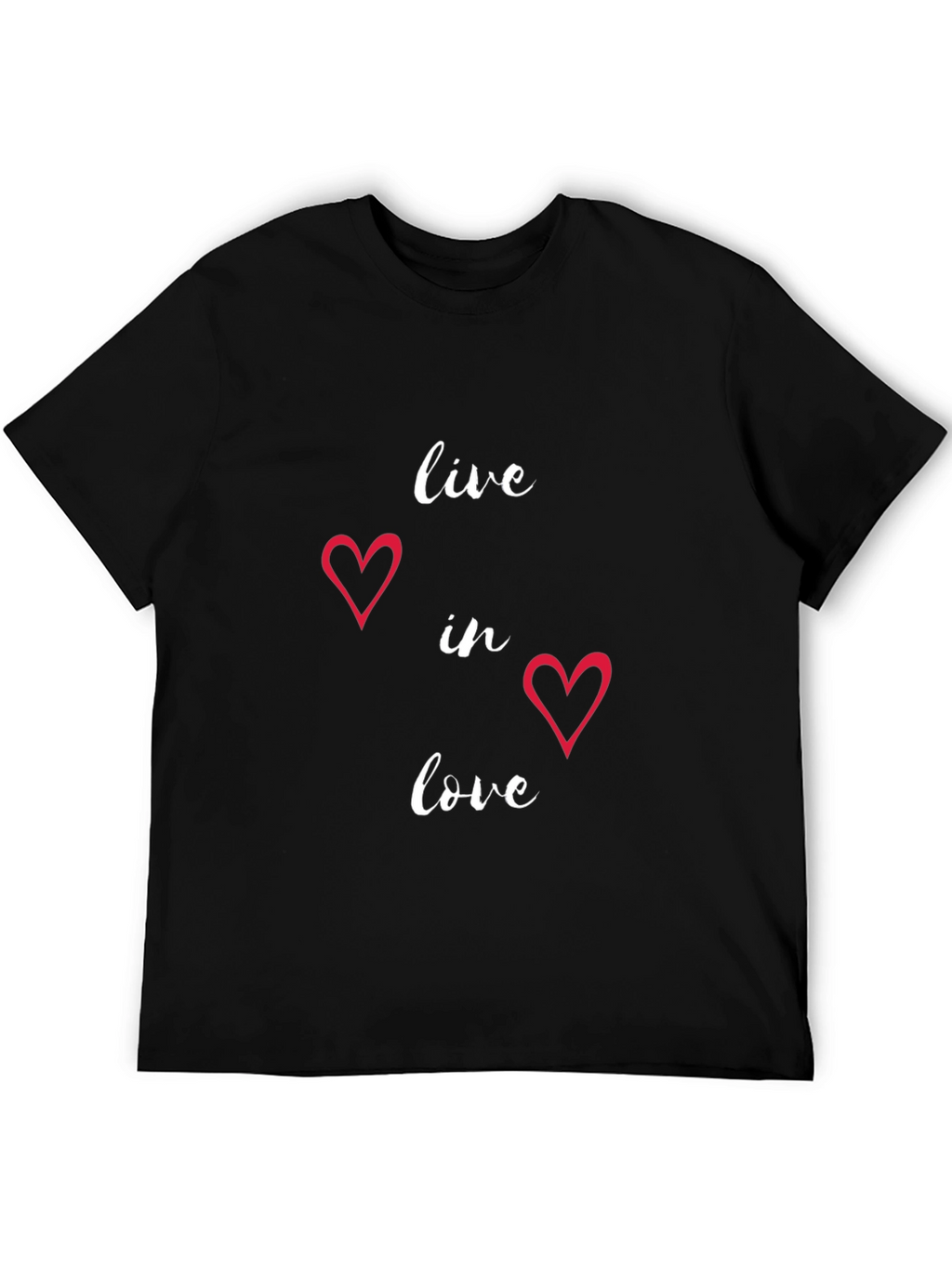 Live in Love Heart Graphic Tee - Black