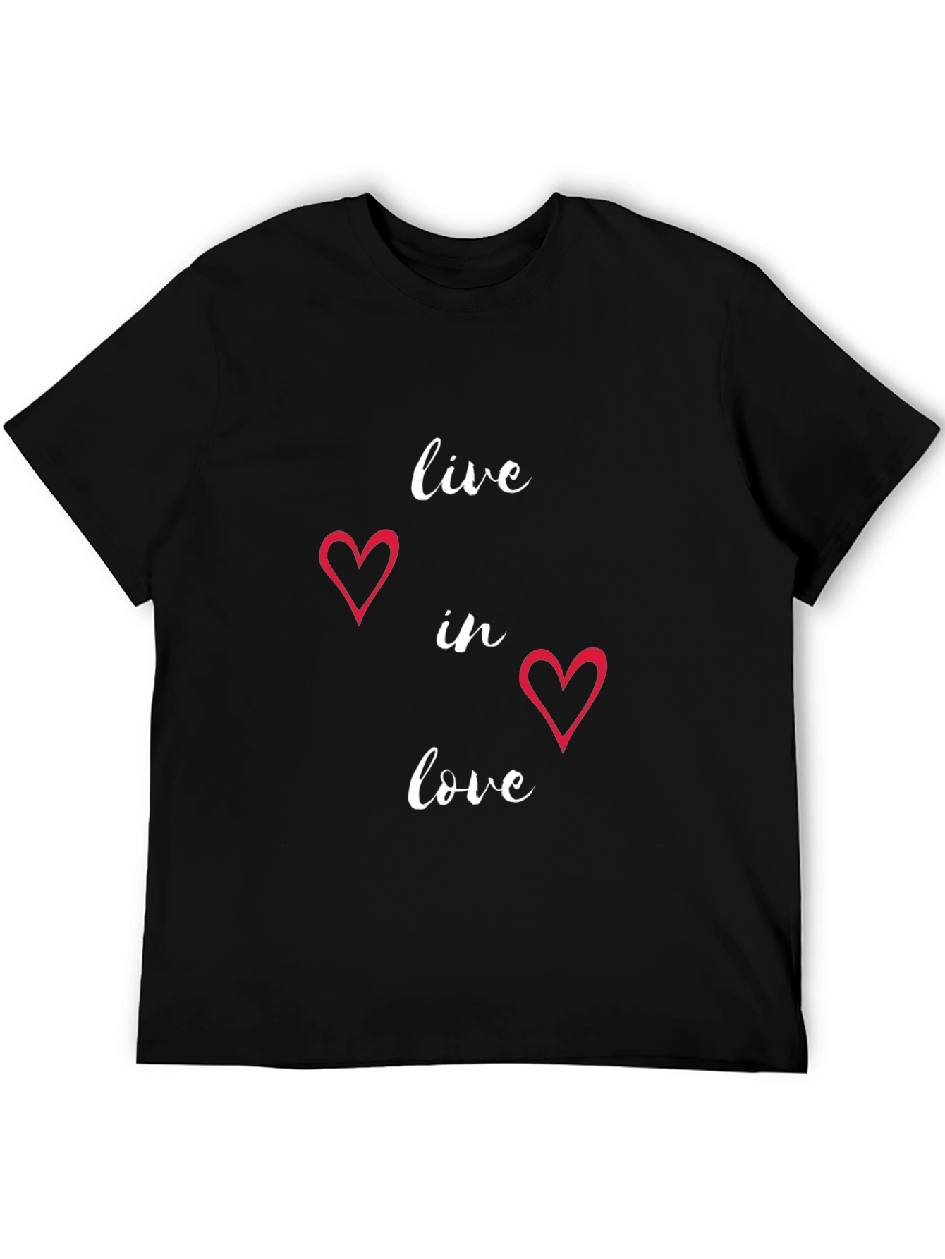 Live in Love Heart Graphic Tee - Black