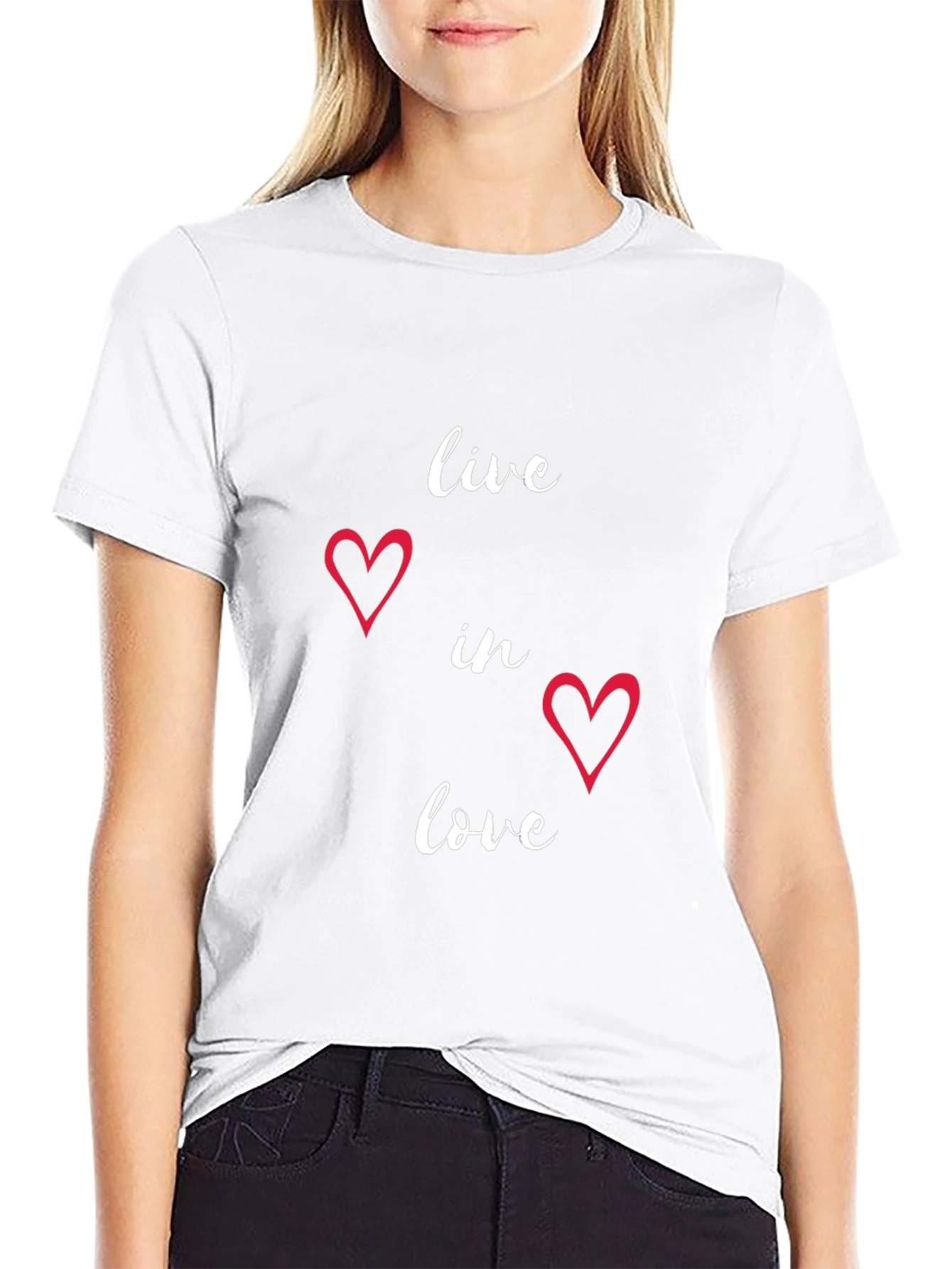 Live in Love Heart Graphic Tee - Black