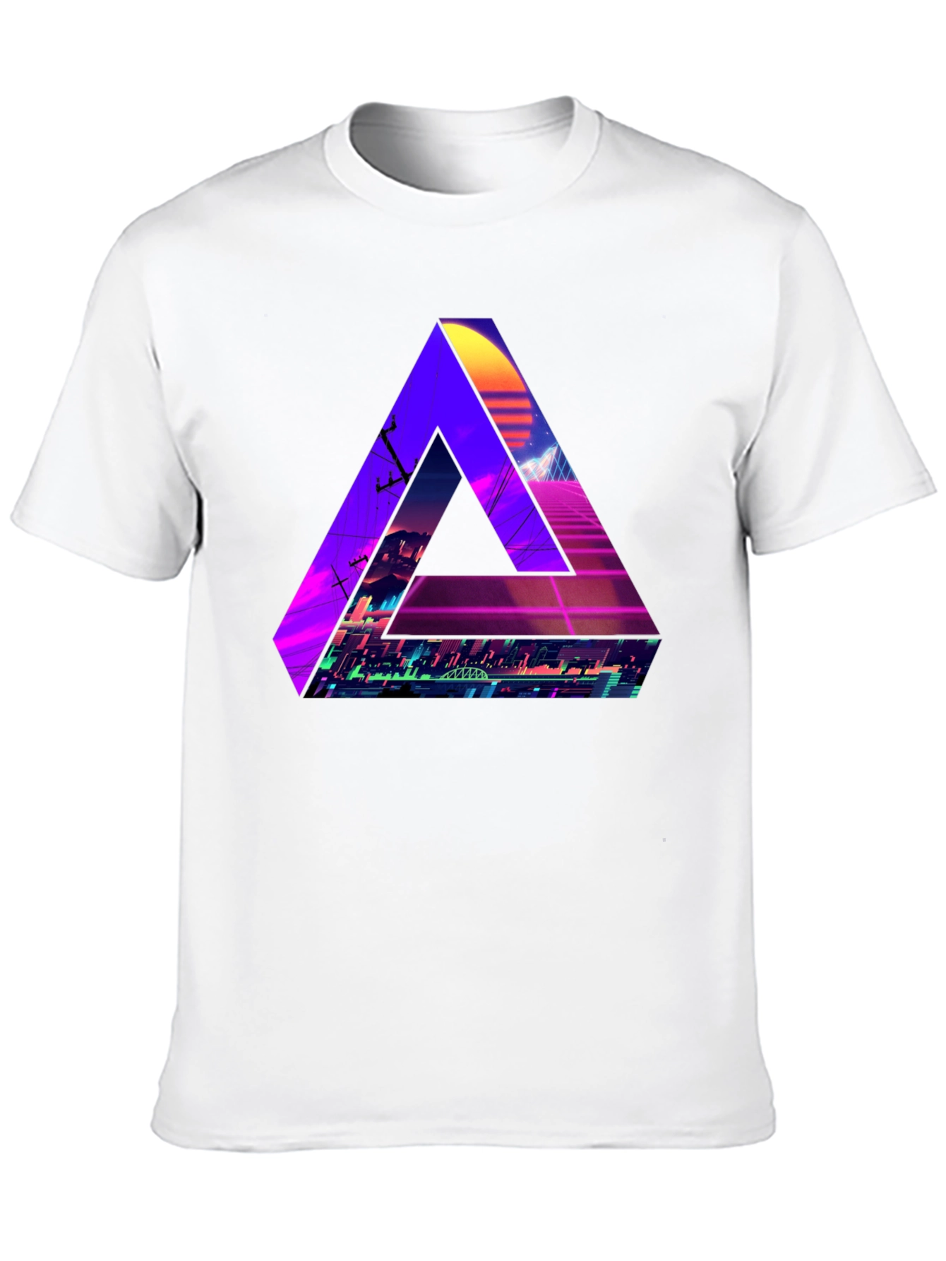 Retro Wave Triangle Graphic T-Shirt - Black