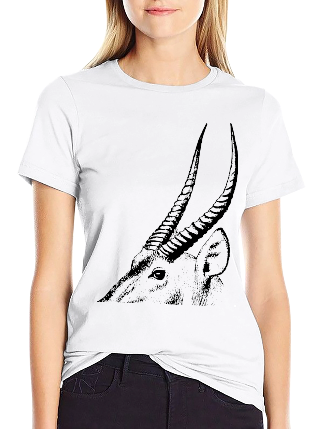 Antelope Graphic Tee - Sleek Black Cotton T-Shirt