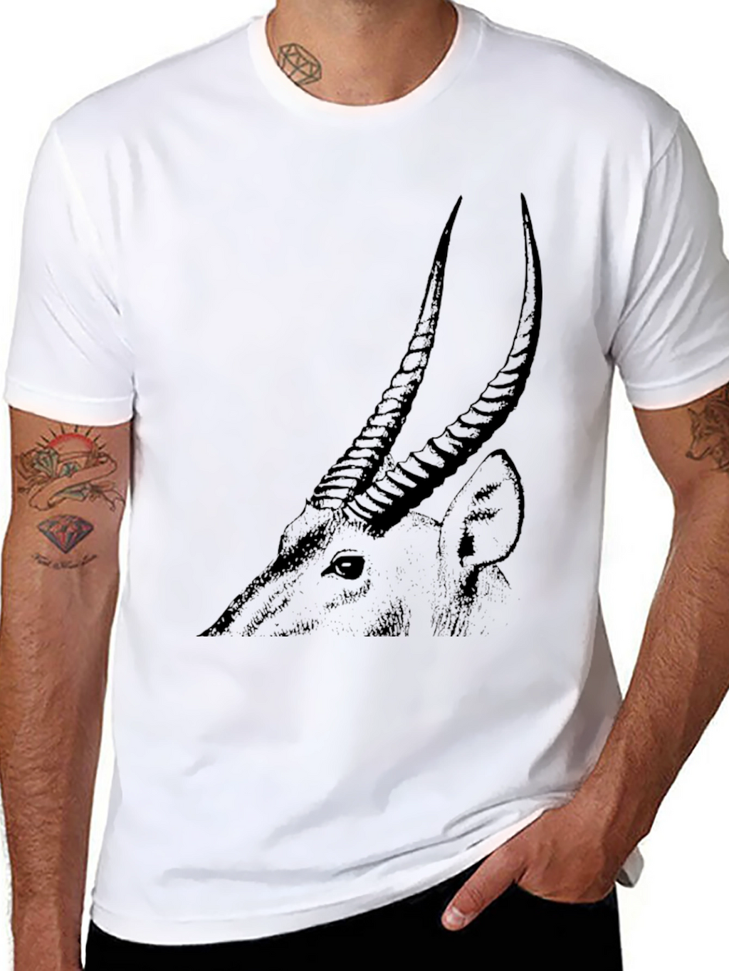 Antelope Graphic Tee - Sleek Black Cotton T-Shirt