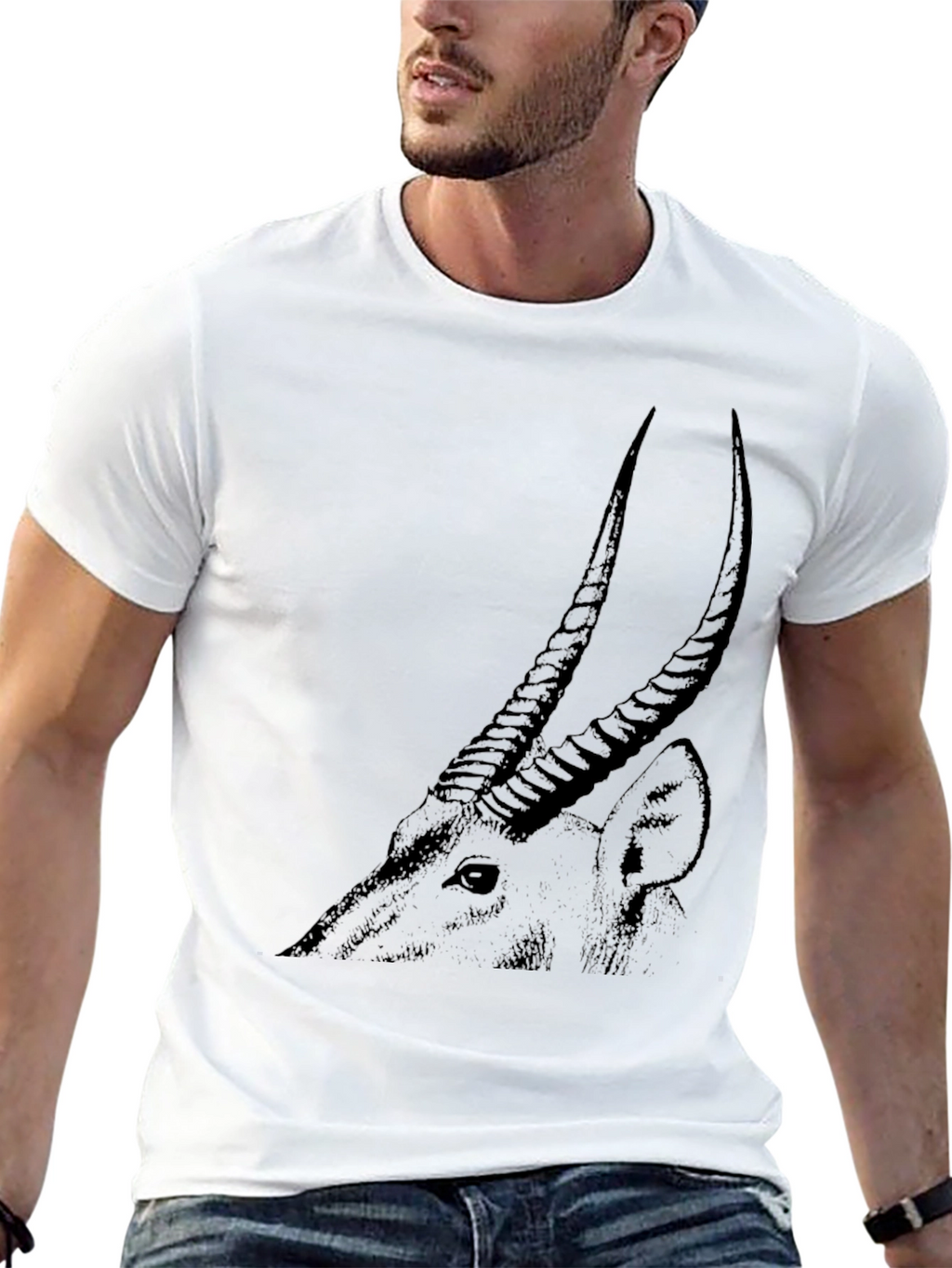 Antelope Graphic Tee - Sleek Black Cotton T-Shirt