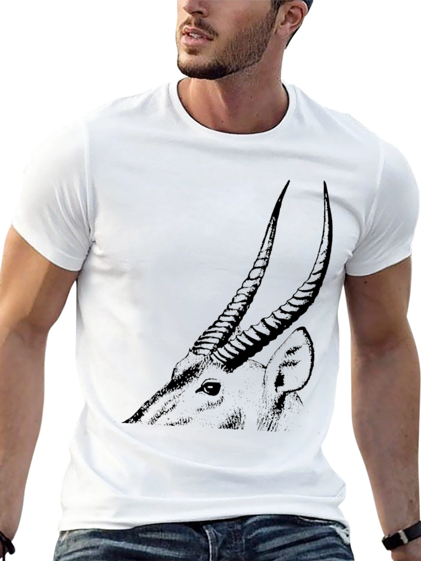 Antelope Graphic Tee - Sleek Black Cotton T-Shirt