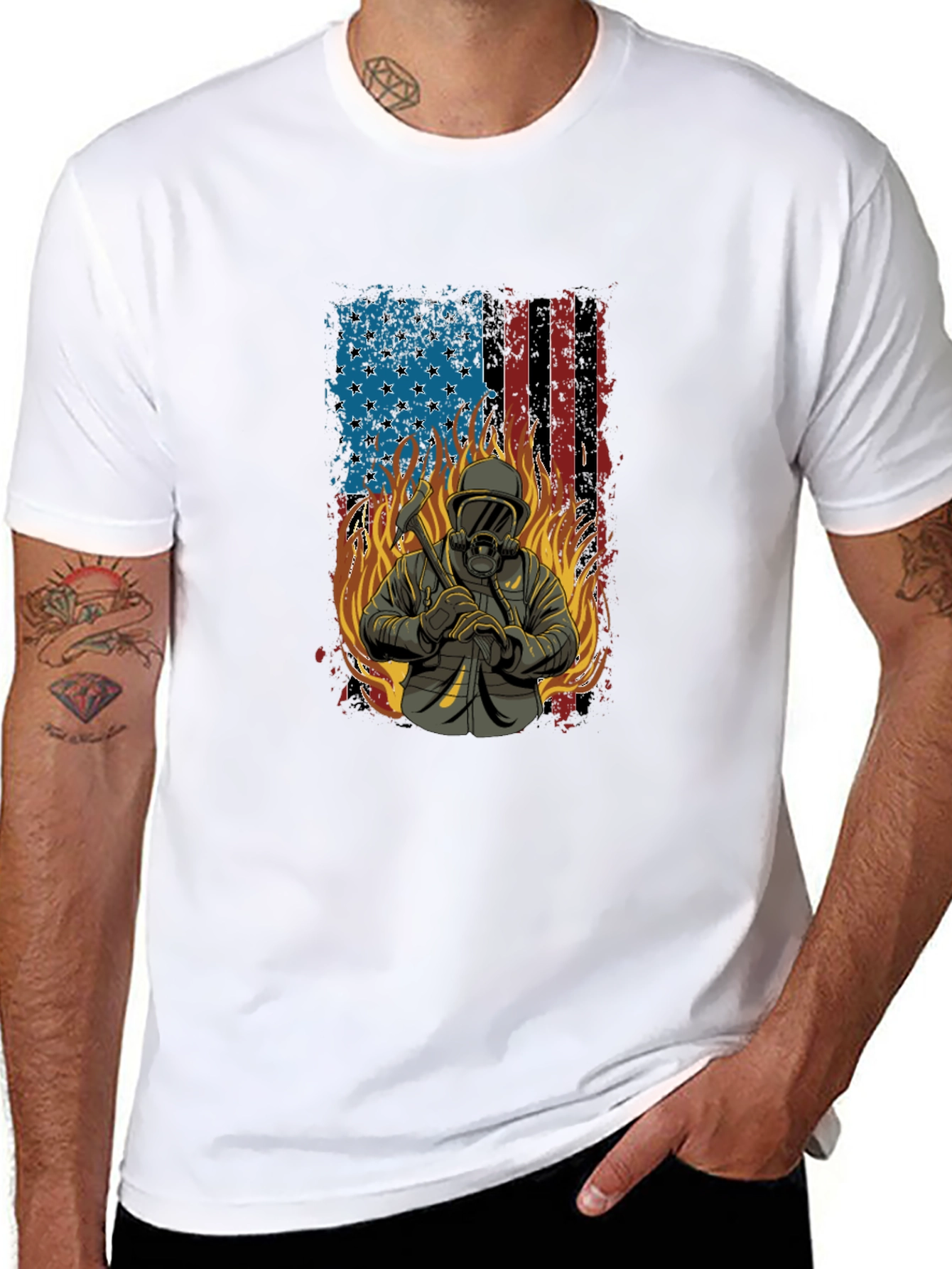 Firefighter American Flag T-Shirt