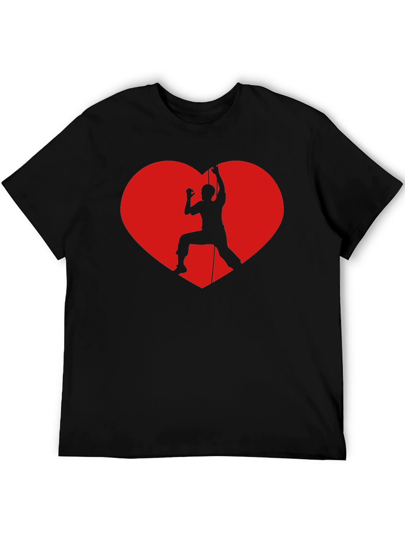 Rock Climbing Heart Graphic T-Shirt - Black