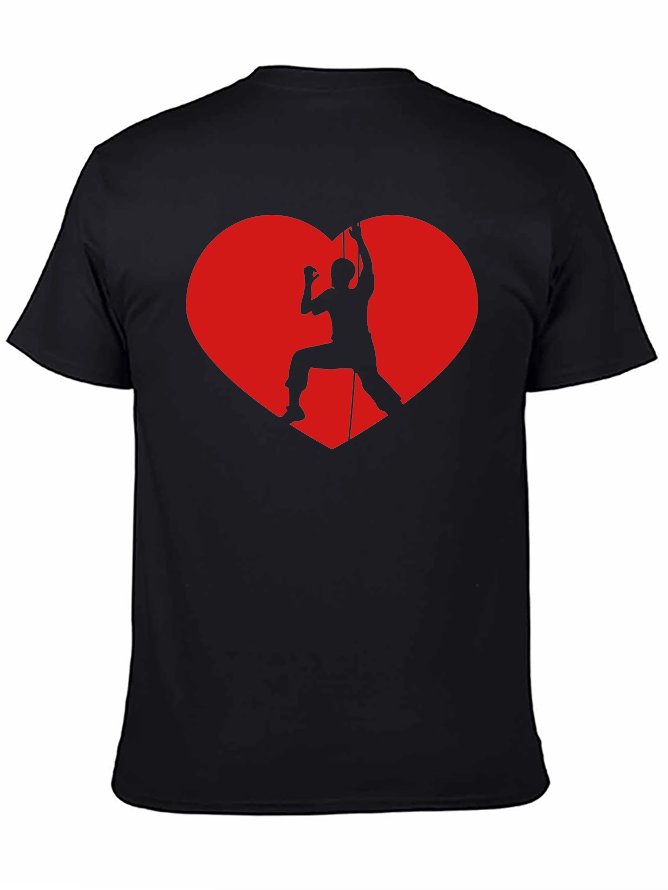 Rock Climbing Heart Graphic T-Shirt - Black