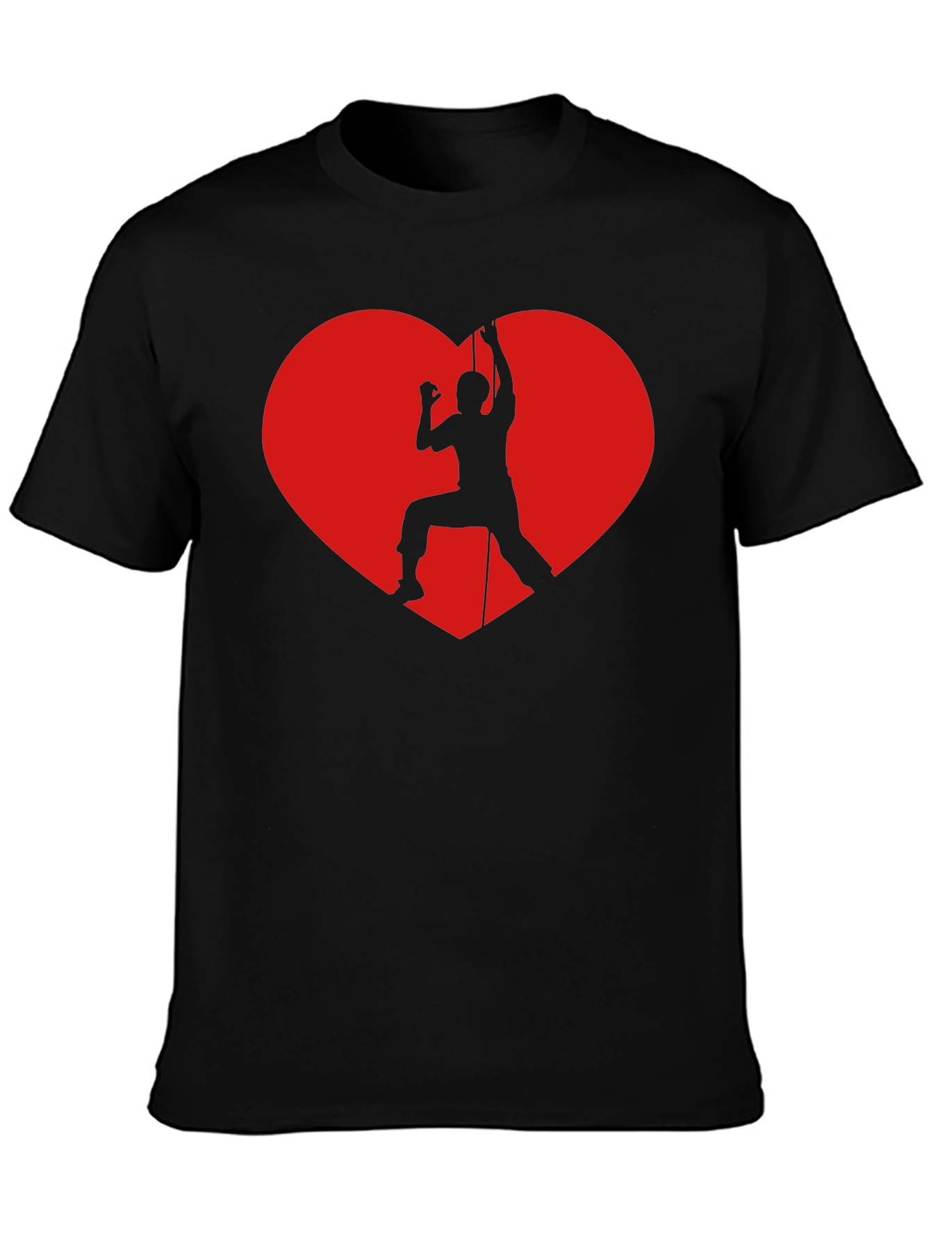 Rock Climbing Heart Graphic T-Shirt - Black