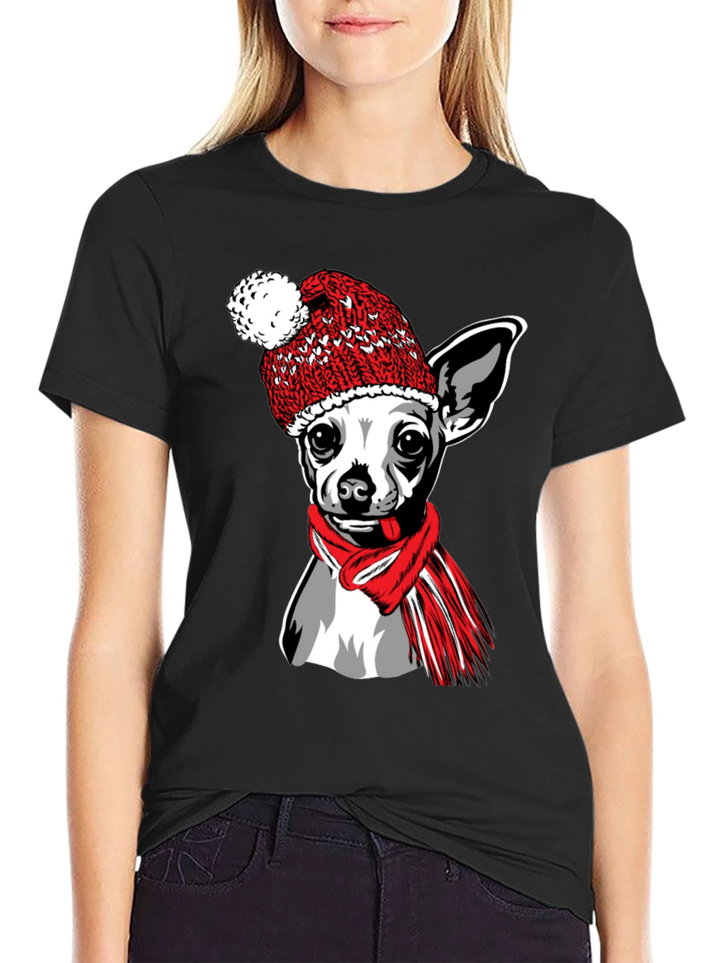 Chihuahua Winter Hat T-Shirt - Cute Dog Tee