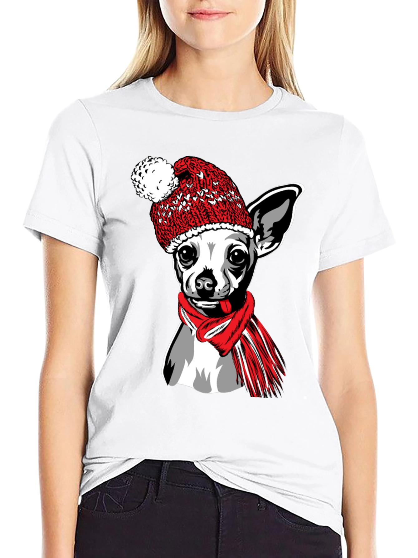 Chihuahua Winter Hat T-Shirt - Cute Dog Tee