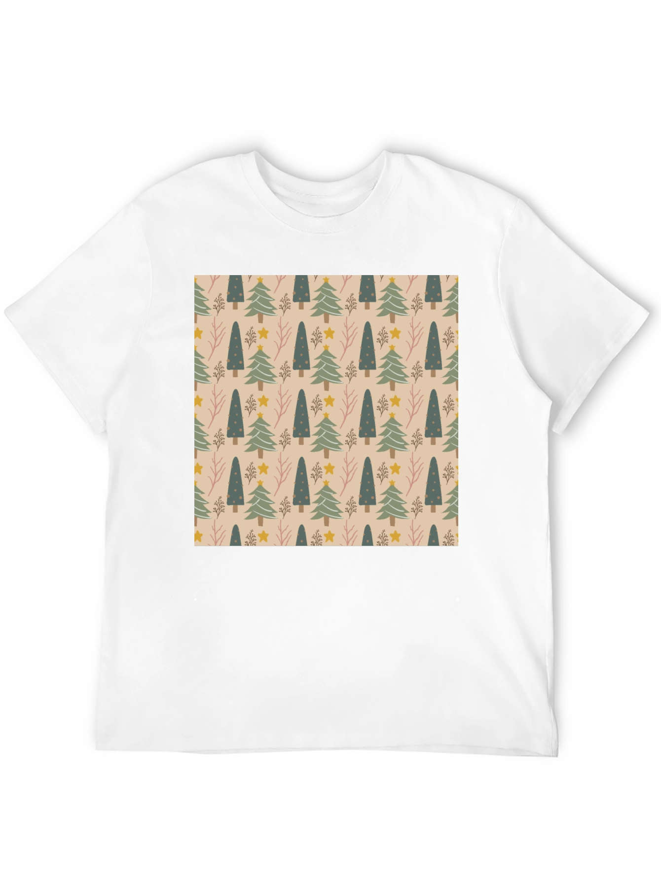 Festive Tree Pattern Crew Neck T-Shirt