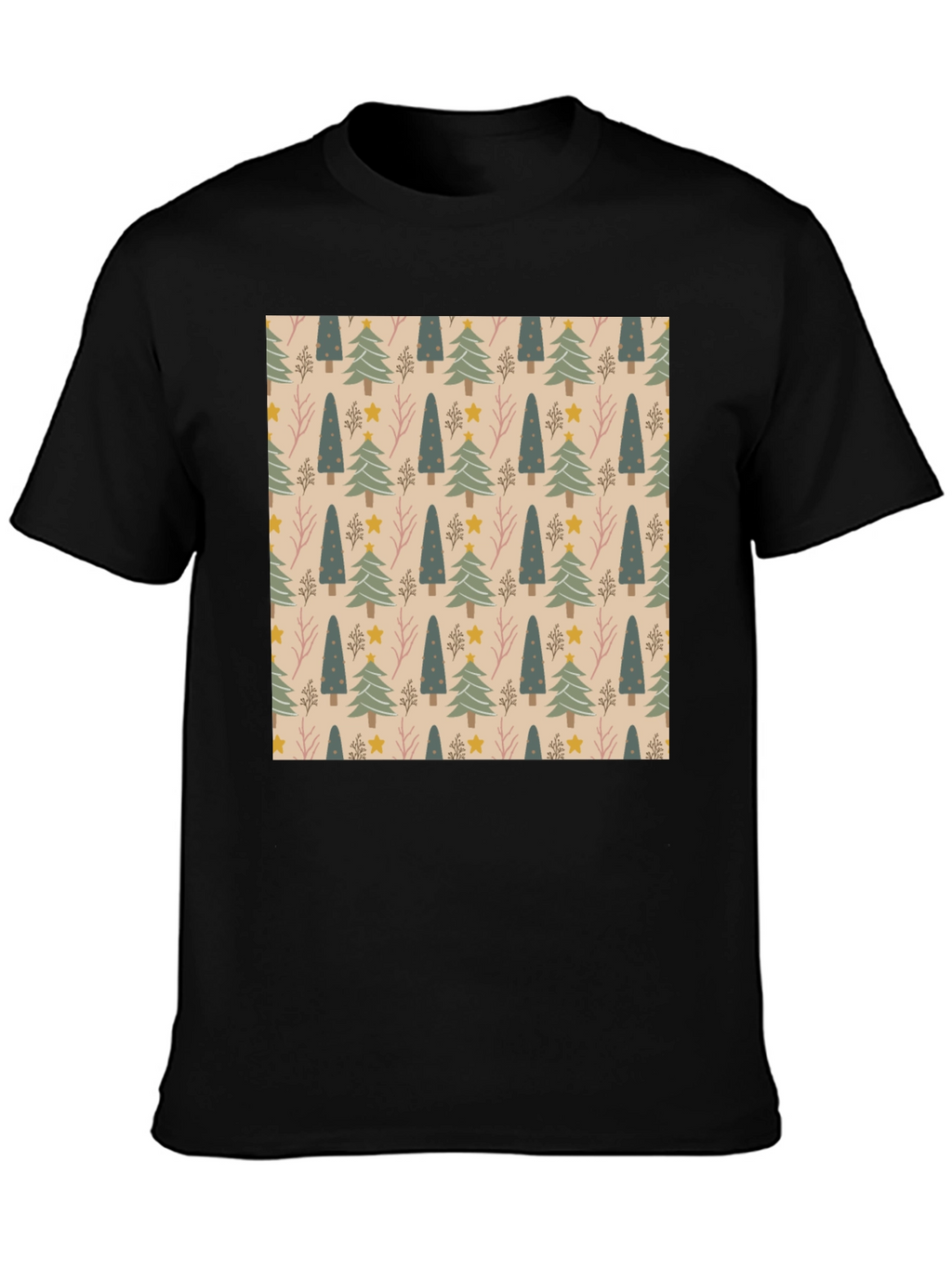 Festive Tree Pattern Crew Neck T-Shirt