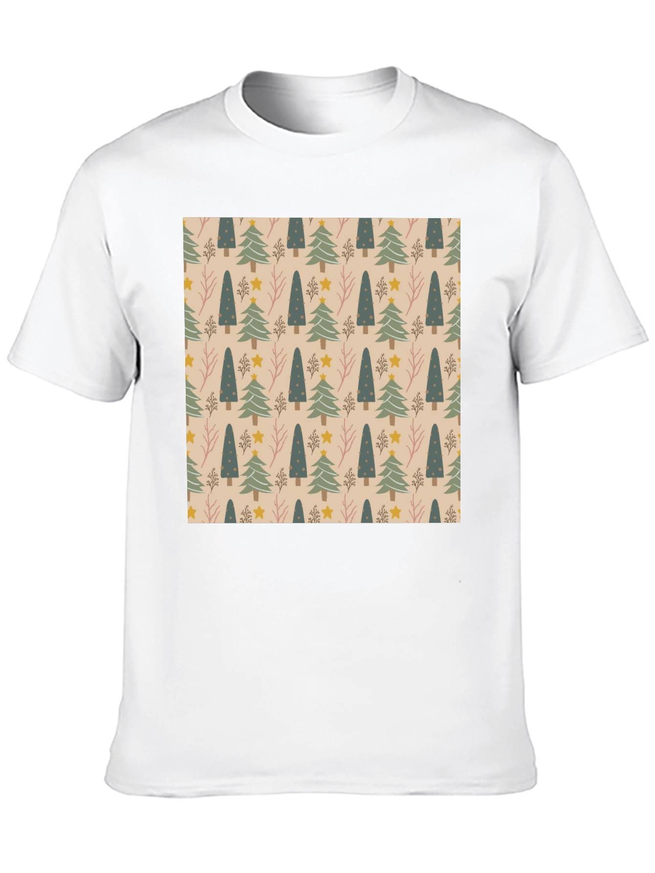 Festive Tree Pattern Crew Neck T-Shirt
