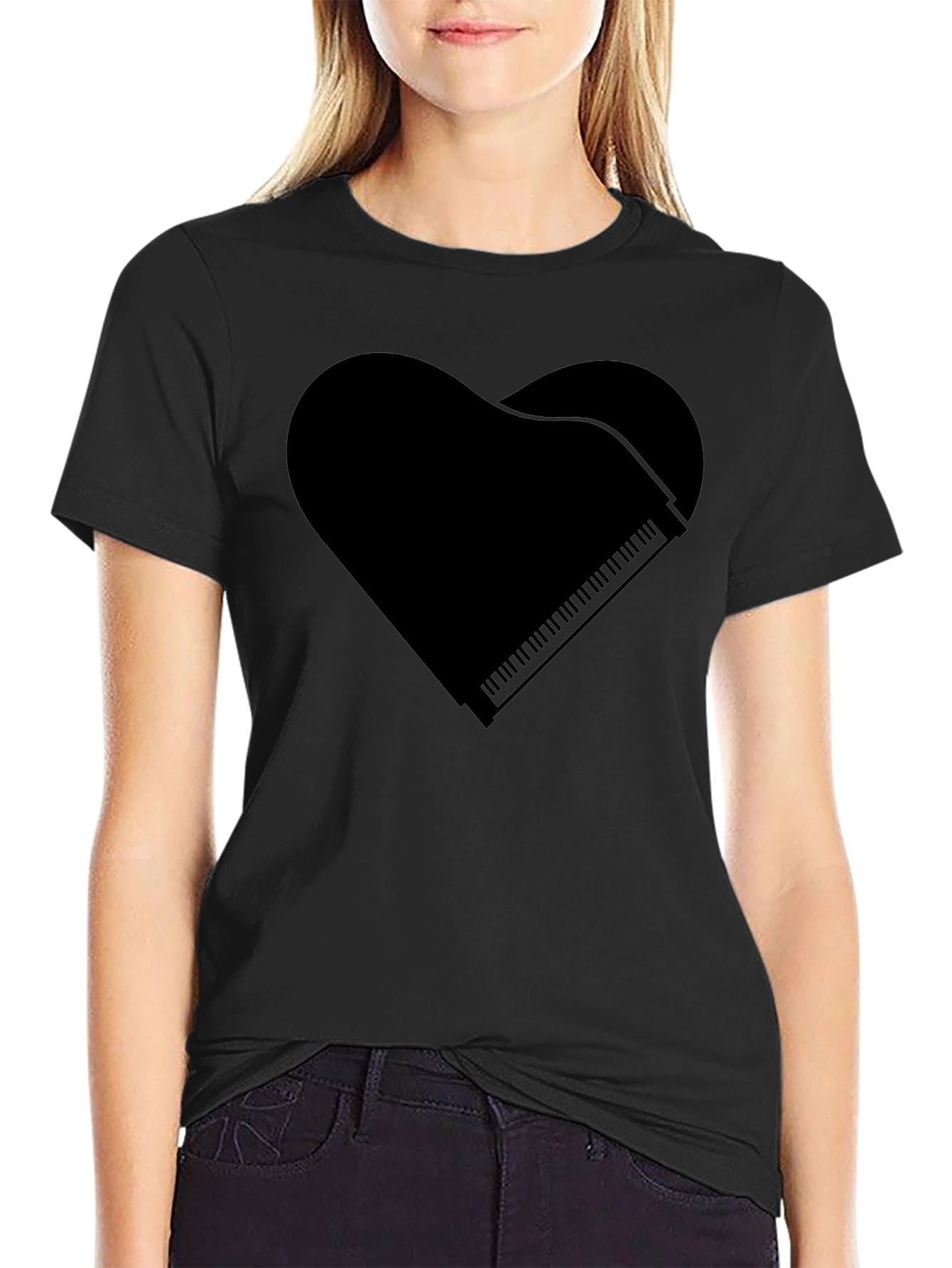 Piano Heart Graphic Tee - Music Lover Shirt