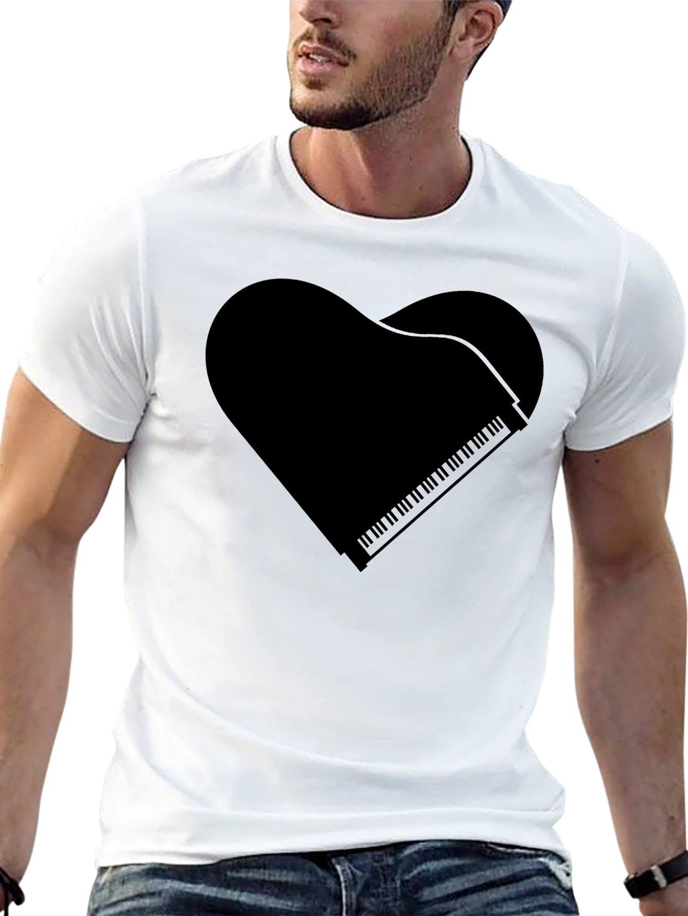 Piano Heart Graphic Tee - Music Lover Shirt