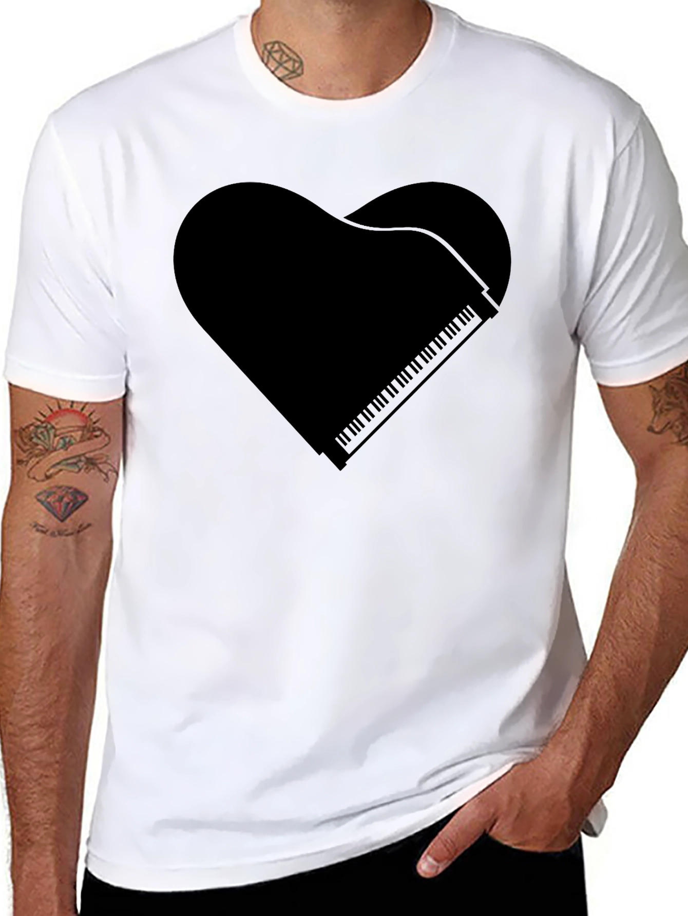 Piano Heart Graphic Tee - Music Lover Shirt